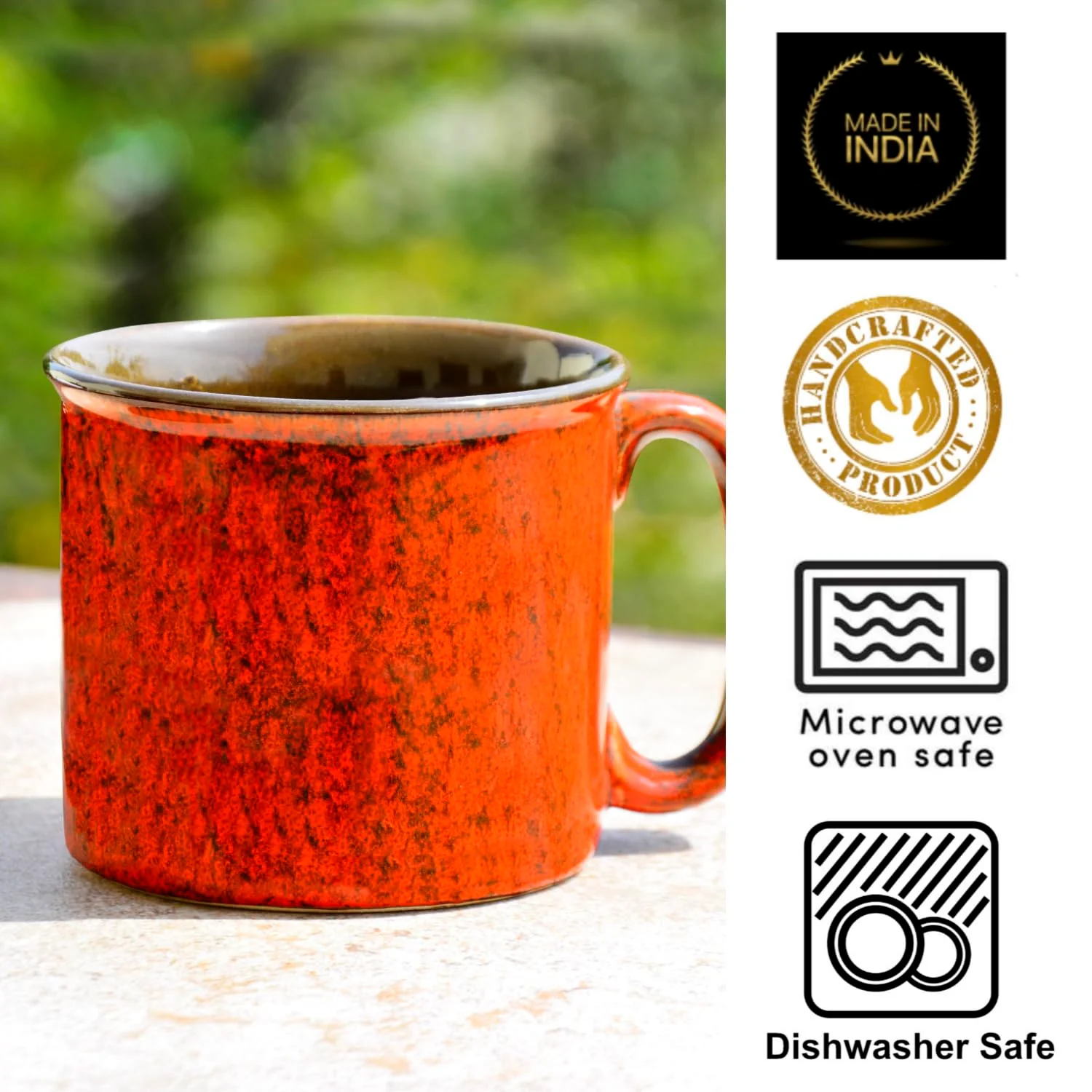 Studio Pottery Ceramic Maggi Bowl Or Mug With Handle 550ml, Ombre Red | Jumbo Ceramic Coffee & Tea Mug | Cereal Bowl - Big Milk Mug - Large Beer Mug - Image 5