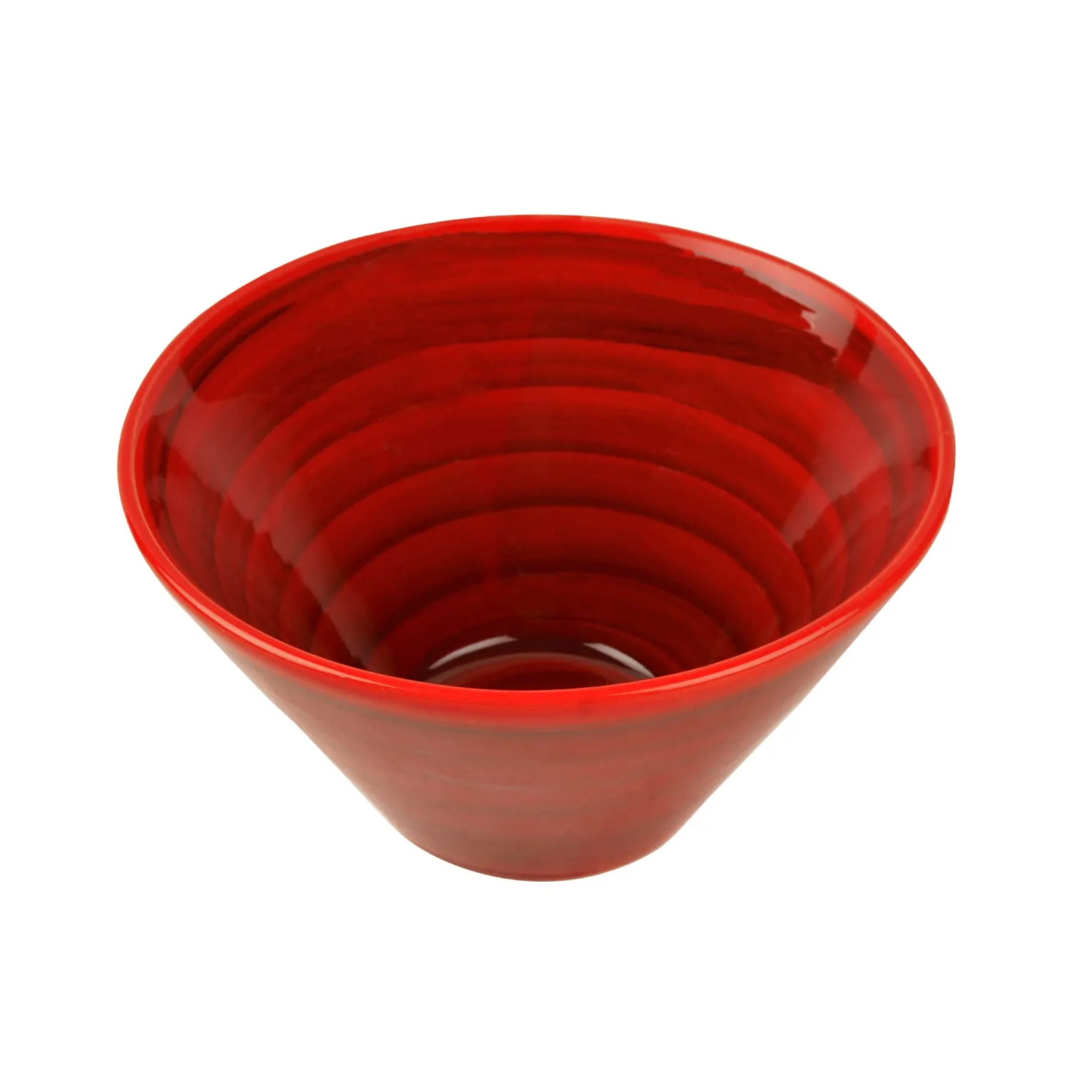 Studio Pottery Conical Ceramic Serving Bowl - Red, Diameter : 10 Cm, 580ml | Rice & Salad Bowl - Snack Bowl - Image 3