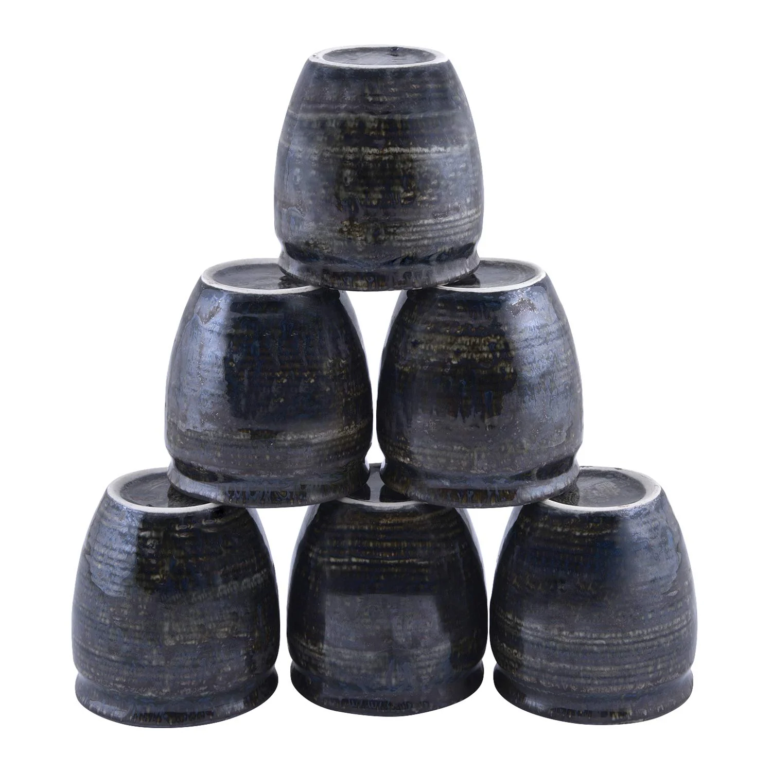 Studio Pottery Metallic Finish Chai Kullads In Ceramic Set Of 6 - Blue, 200ml Each | Tea Glasses - Cutting Chai Glasses | Kullad Tea Cups - Image 2