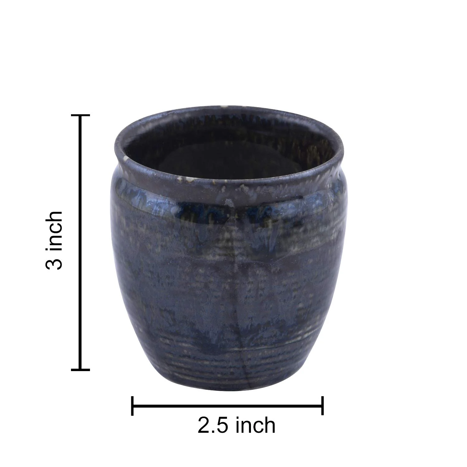 Studio Pottery Metallic Finish Chai Kullads In Ceramic Set Of 6 - Blue, 200ml Each | Tea Glasses - Cutting Chai Glasses | Kullad Tea Cups - Image 4