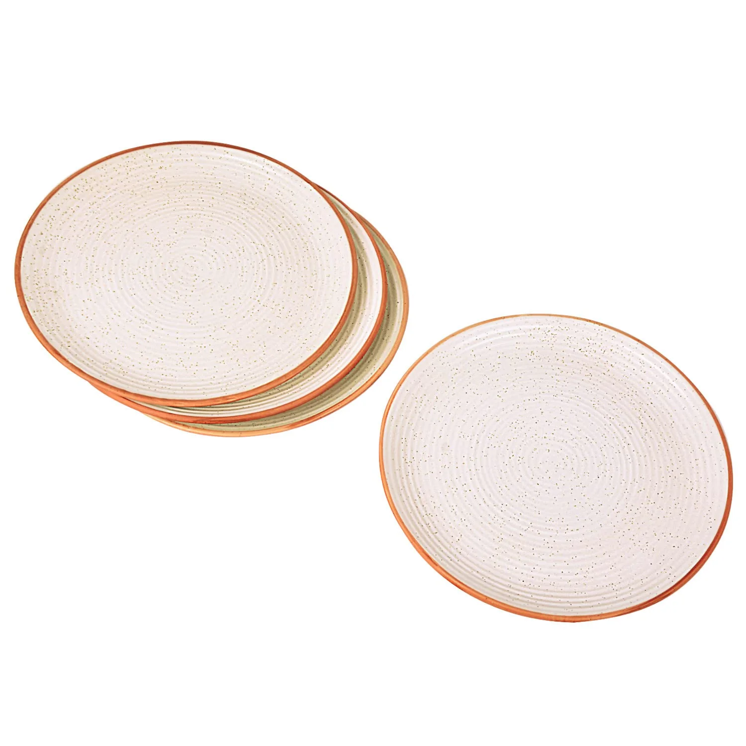 Studio Pottery Ribbed Ceramic Dinner Serving Plates Set Of 4 - Off White, Diameter: 10 Inches | Full Plates - Ceramic Platter - Fiesta Of Hope Collection - Image 5