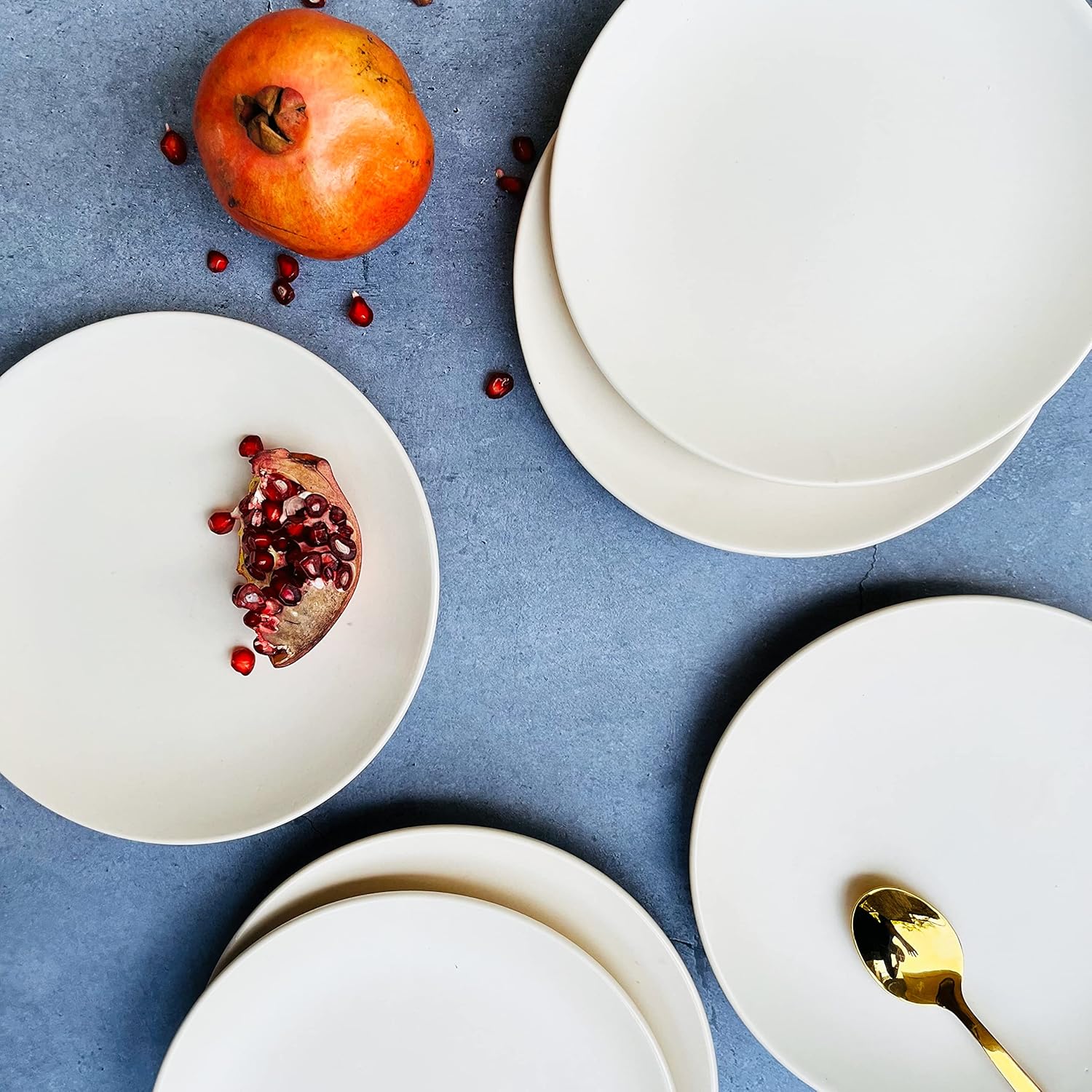 Subhra Handcrafted White Ceramic Quarter Plates Set Of 4 | White Matte Finish Small Side Plates For Dinner & Snacks - 7 Inch, 4 Pieces, Microwave Safe - Image 2