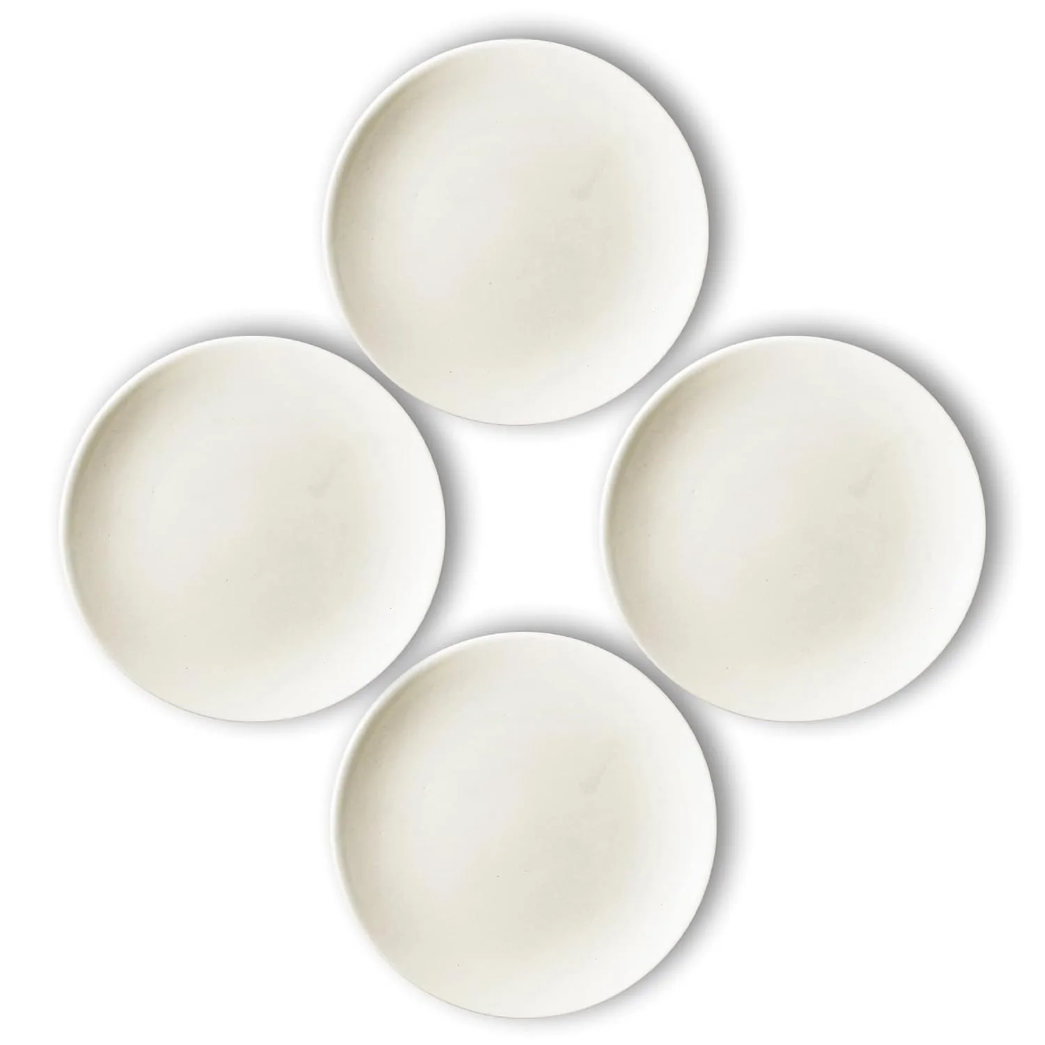 Subhra Handcrafted White Ceramic Quarter Plates Set Of 4 | White Matte Finish Small Side Plates For Dinner & Snacks - 7 Inch, 4 Pieces, Microwave Safe - Image 4