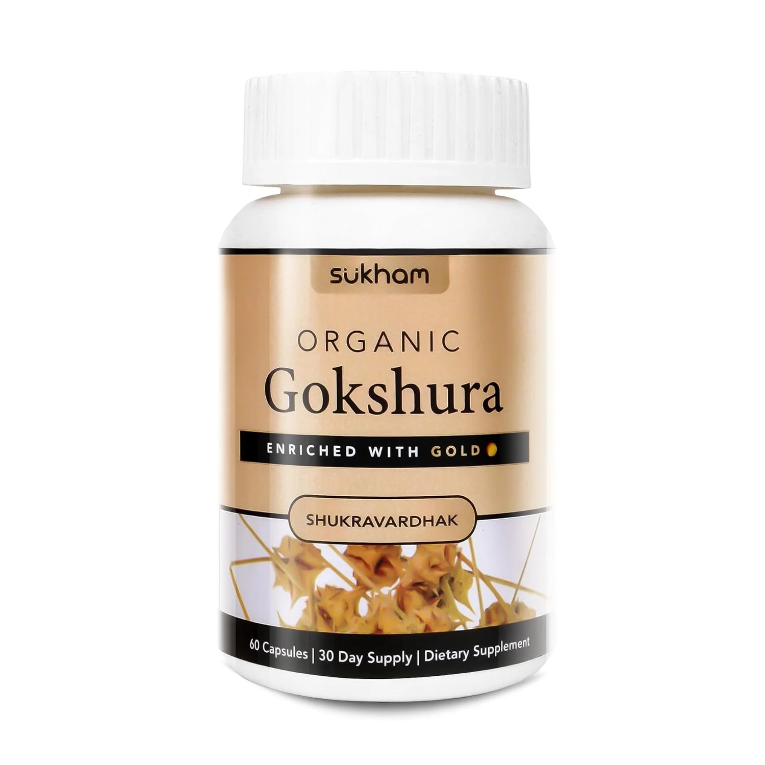 Sukham Ayurvedic Gokshura Capsules Tribulus Terrestris, Highly Concentrated Flavonoids & Saponins Improves Muscle Mass, For Men | 60 Capsules 100gm 0.2