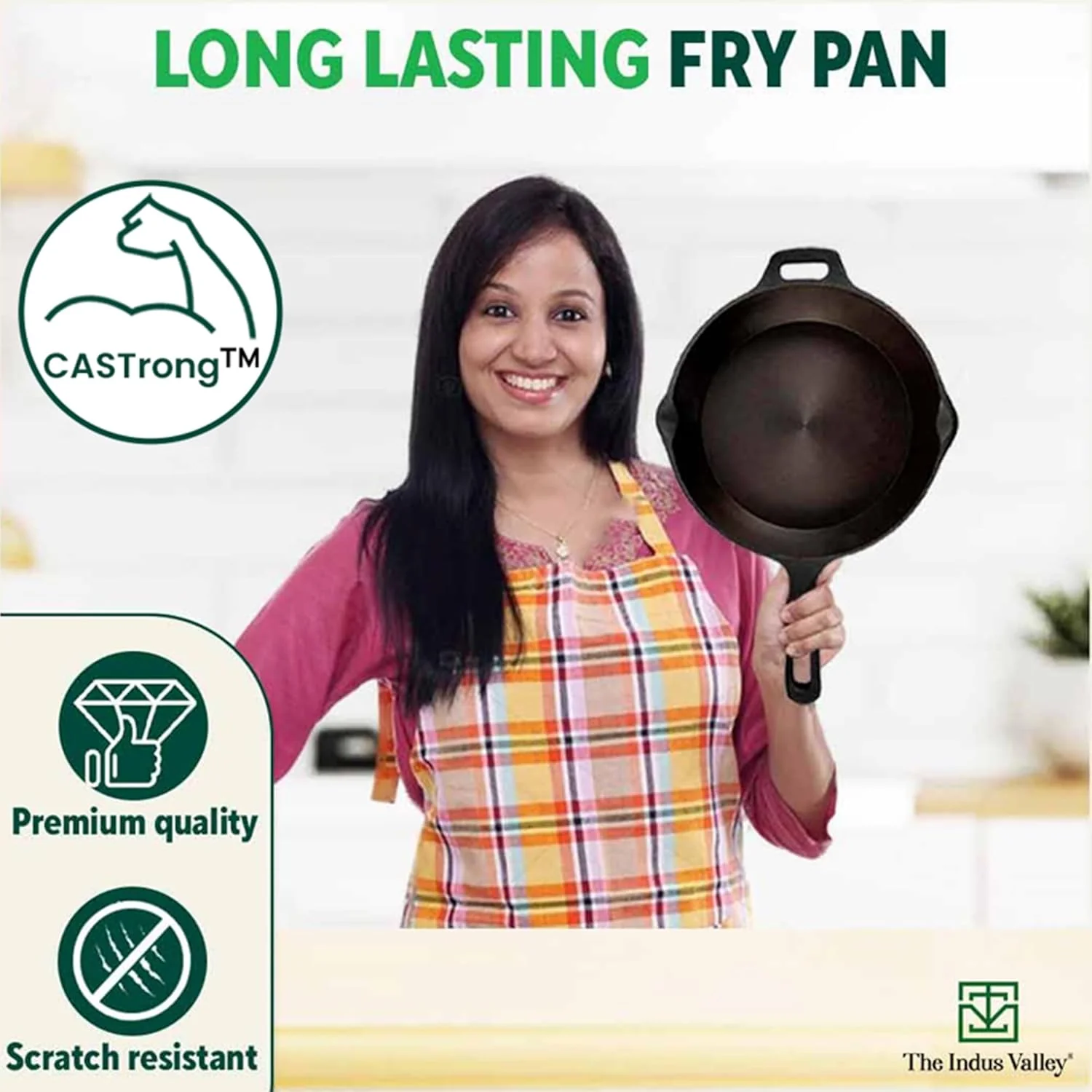 Super Smooth Black Cast Iron Fry Pan Or Skillet With Free Iron Tadka Pan - Medium 25.4cm, 10 Inch, 1.7 Liters, 2.4 Kg | Induction Friendly, Nonstick, Pre-Seasoned Fry Pan,100% Pure & Toxin Free - Image 8