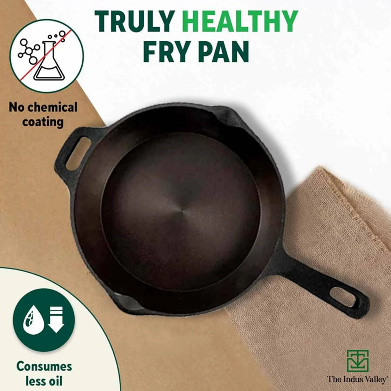 Super Smooth Black Cast Iron Skillet Or Fry Pan - Small, 20.3 Cm 8 Inch, 1.3 Liters, 2.3 Kg | Induction Friendly, Pre-Seasoned, 100% Pure & Toxin-Free, No Chemical Coating - Image 3