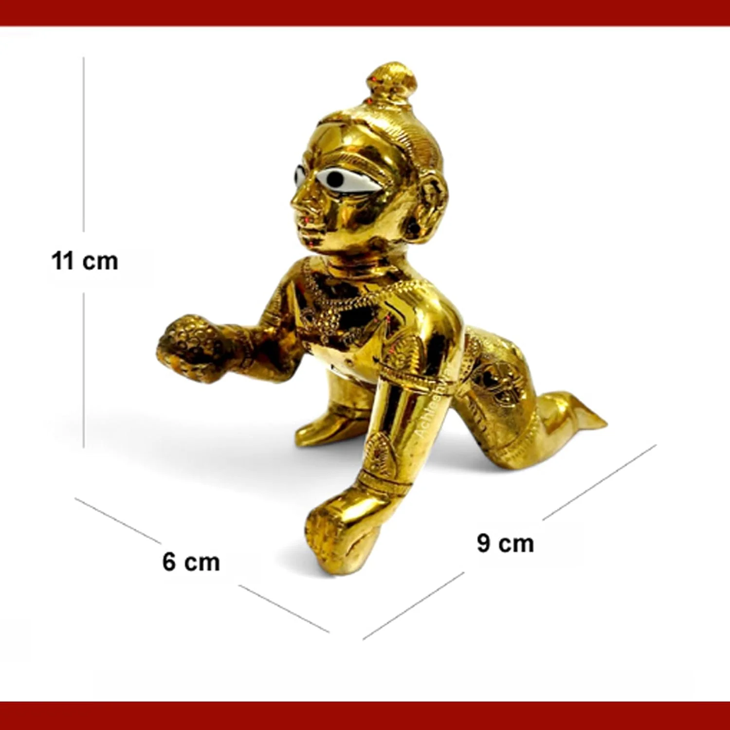 Superfine Ashtadhatu Laddu Gopal Idol, Bal Gopal Idol, Gold, Brass - Size No.5, God Idol, Golden Handmade Statue, Occasions & Festivals, Janmashtami Specials Murti - Image 4