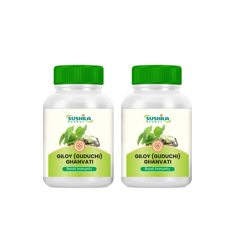 Sushila Herbal Giloy Tablets Guduchi 100% Pure Ayurvedic Giloy Helps In Care & Blood Purification, Boost Immunity | 60 Tablets 100gm 0.2lbs Each Pack Of 2 - Image 2