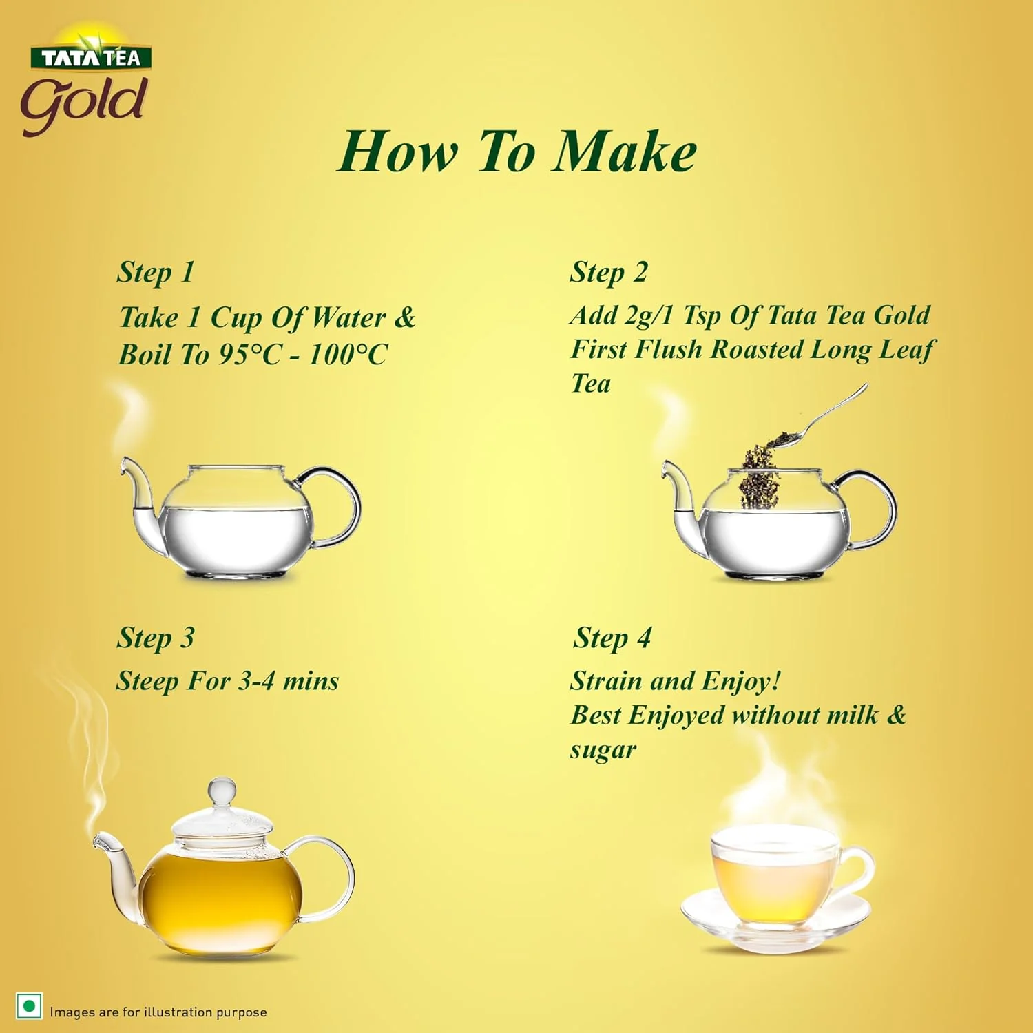 Tata Tea Gold First Flush Tea - 250gm, 8.8 Ounce | Roasted Long Leaf Tea - Rich Taste & Smoky Aroma | Medium Caffeine Chai Patti - Image 2