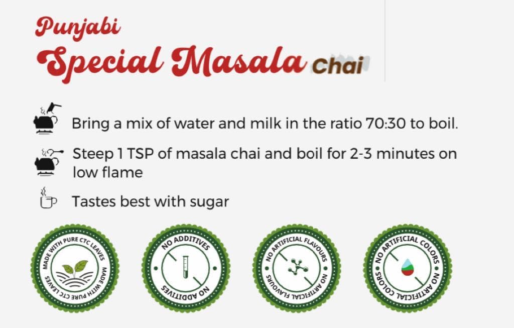 Tattva Adih Punjabi Special Masala Chai - 100gm, 3.5 Ounce, 50 Cups | CTC Blended With Punjabi Spices Premium Blend In Pouch Packaging - Low Caffeine - Image 5
