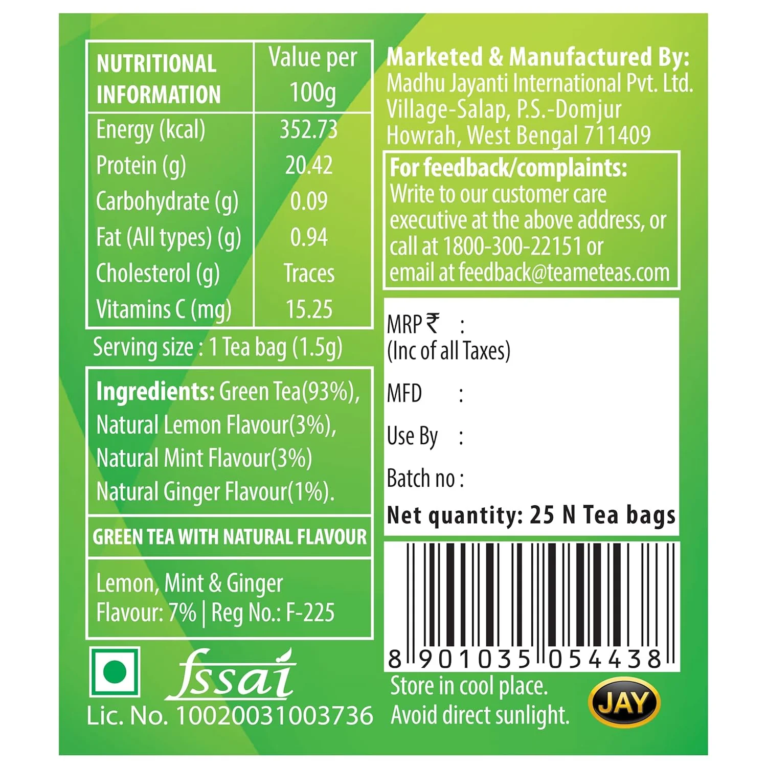 TE-A-ME Mint, Lemon & Ginger Revive Green Tea - Pack Of 2 X 25 Tea Bags | Boosts Immunity & Metabolism - 100% Natural Ingredients - Image 4