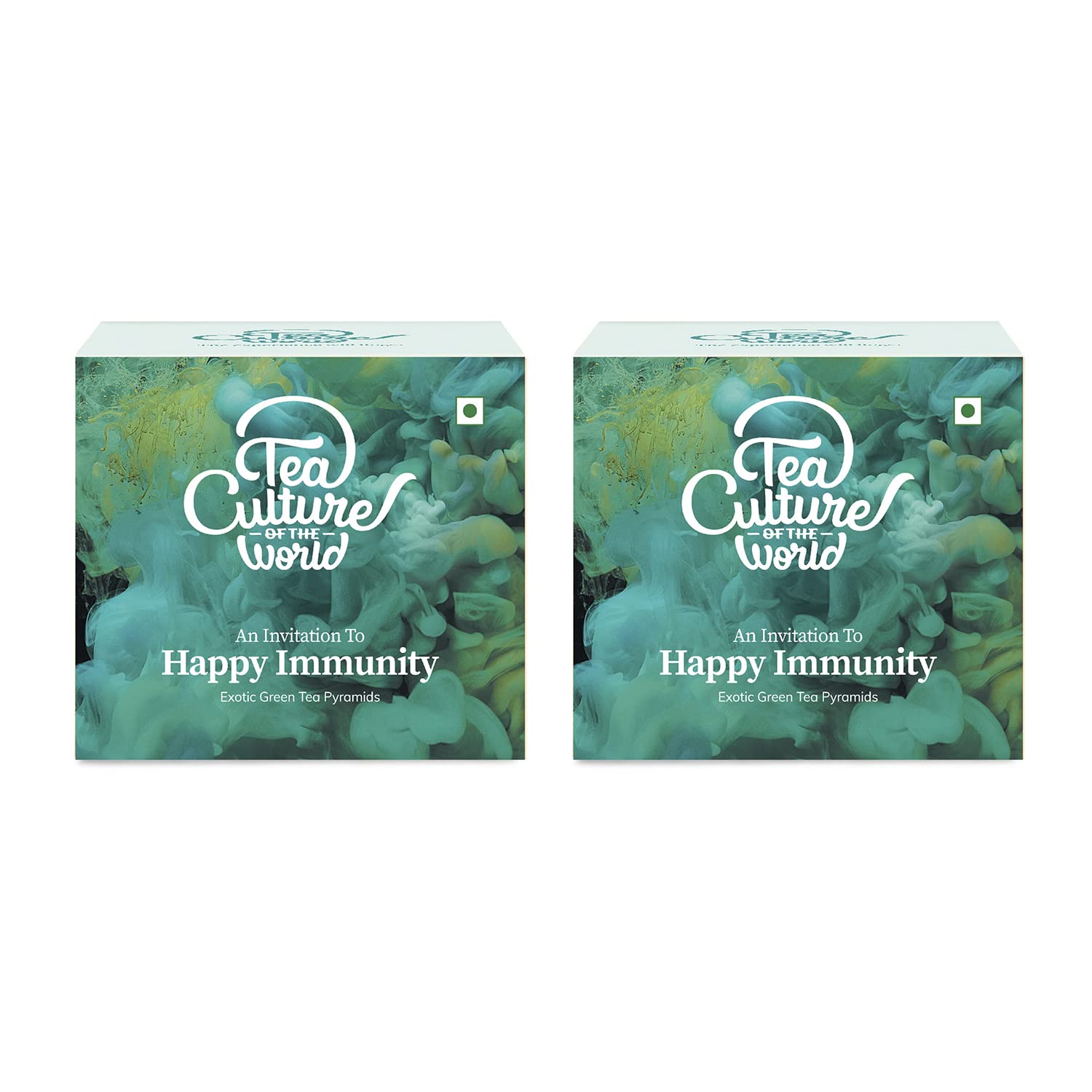 Tea Culture Of The World Happy Immunity Green Tea - Pack Of 2 X 16 Tea Bags | Ayurvedic Herbal Tea With Green Tea, Liquorice, Turmeric - Immunity Booster, Medium Caffeine