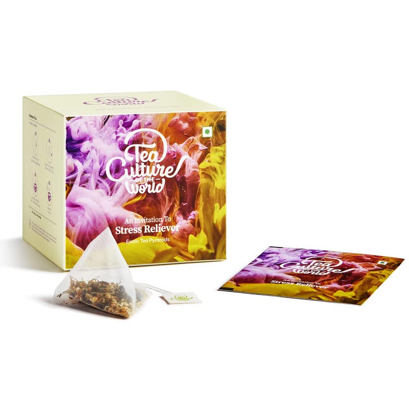 Tea Culture Of The World Stress Reliever Herbal Tea - 16 Tea Bags | Made With Lavender, Wild Sage, Chamomile - Soothing, Calming & Relaxing Herbal Tea | Low Caffeine - Image 2