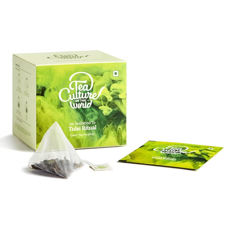 Tea Culture Of The World Tulsi Ritual Green Tea - 16 Tea Bags | Tulsi Green Tea Gives Positive Mindset - Antioxidant Rich, Detoxification & Anti-Aging | Medium Caffeine - Image 2