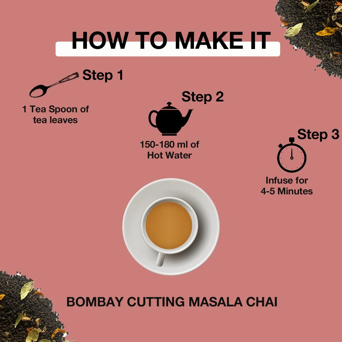 Tea Sense Bombay Cutting Masala Chai - 200gm, 7.05 Ounce | Assam CTC, Cardamom, Fennel, Dried Ginger, Black Pepper - Rich Flavor & Strong Chai Patti, High Caffeine | The Perfect Blend Loose Leaves - Image 5
