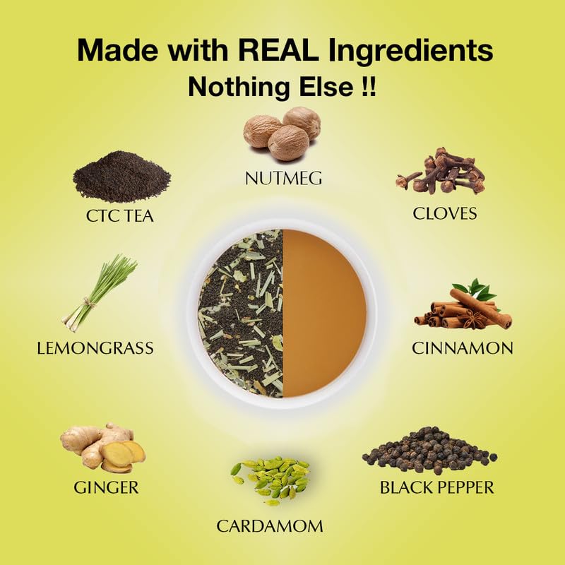 Tea Sense Lemongrass Masala Chai - 200gm, 7.05 Ounce | Assam CTC, Ginger, Cardamom, Clove, Cinnamon, Nutmeg, Black Pepper - Aromatic & Strong Flavor Chai Patti, High Caffeine | Zesty Spicy Blend - Image 4