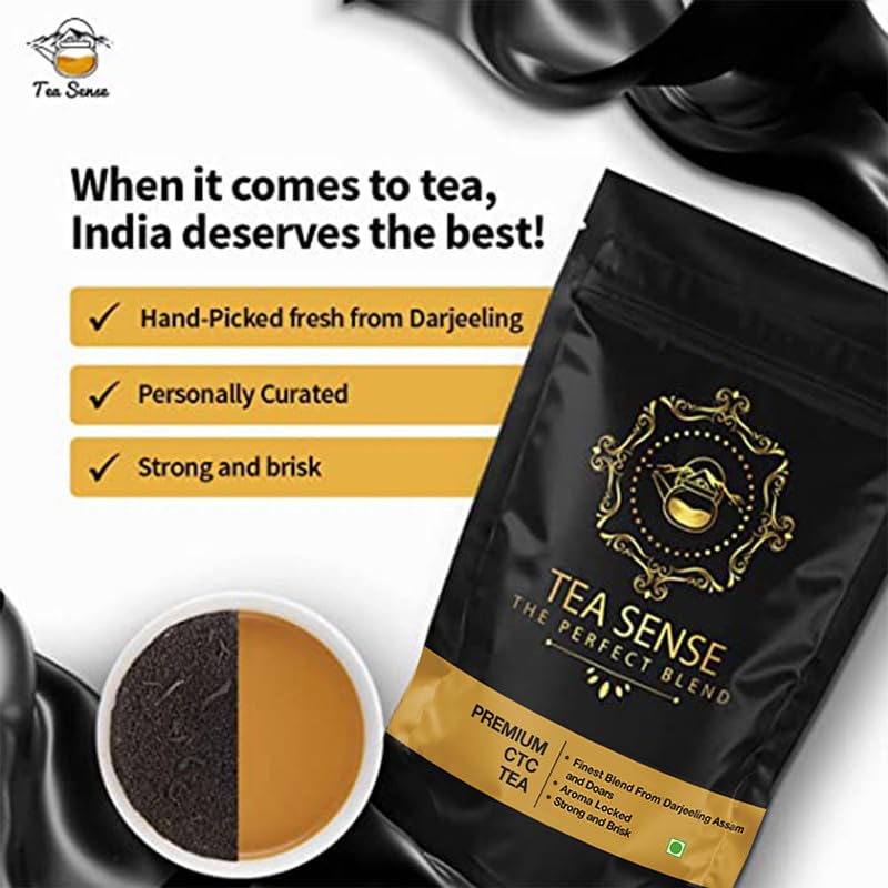 Tea Sense Premium CTC Tea - Pack Of 10 X 200gm, 7.05 Ounce Each | Assam Chai With Darjeeling Whole Leaves - Rich Flavor & Strong Chai Patti, High Caffeine | The Perfect Blend Loose Leaves - Image 5