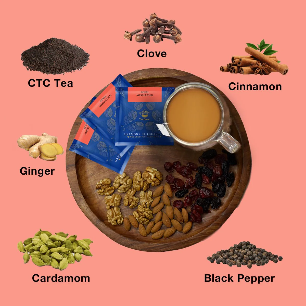 Tea Sense Royal Masala Chai - 15 Pyramid Tea Bags | Assam CTC, Ginger, Cardamom, Clove, Cinnamon, Black Pepper, Star Anise - Strong & Kadak Chai Patti, High Caffeine - Image 5