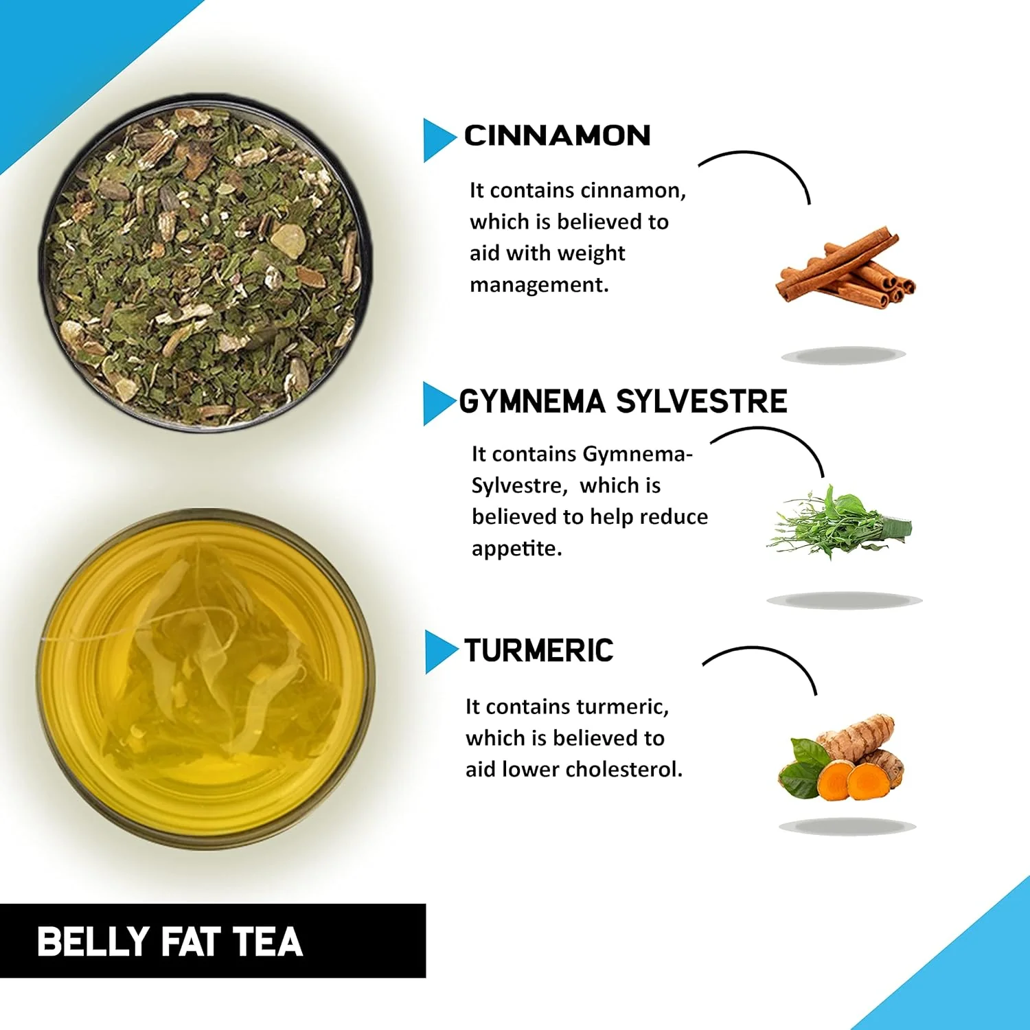 Teacurry Plant Based Belly Fat Tea - Pack Of 2 X 100gm, 3.5 Ounce Each, 100 Cups | Helps With Belly Fat, Water Weight, Bloating - Low Caffeine | Made With Cinnamon, Gymnema Sylvestre, Turmeric - Image 2