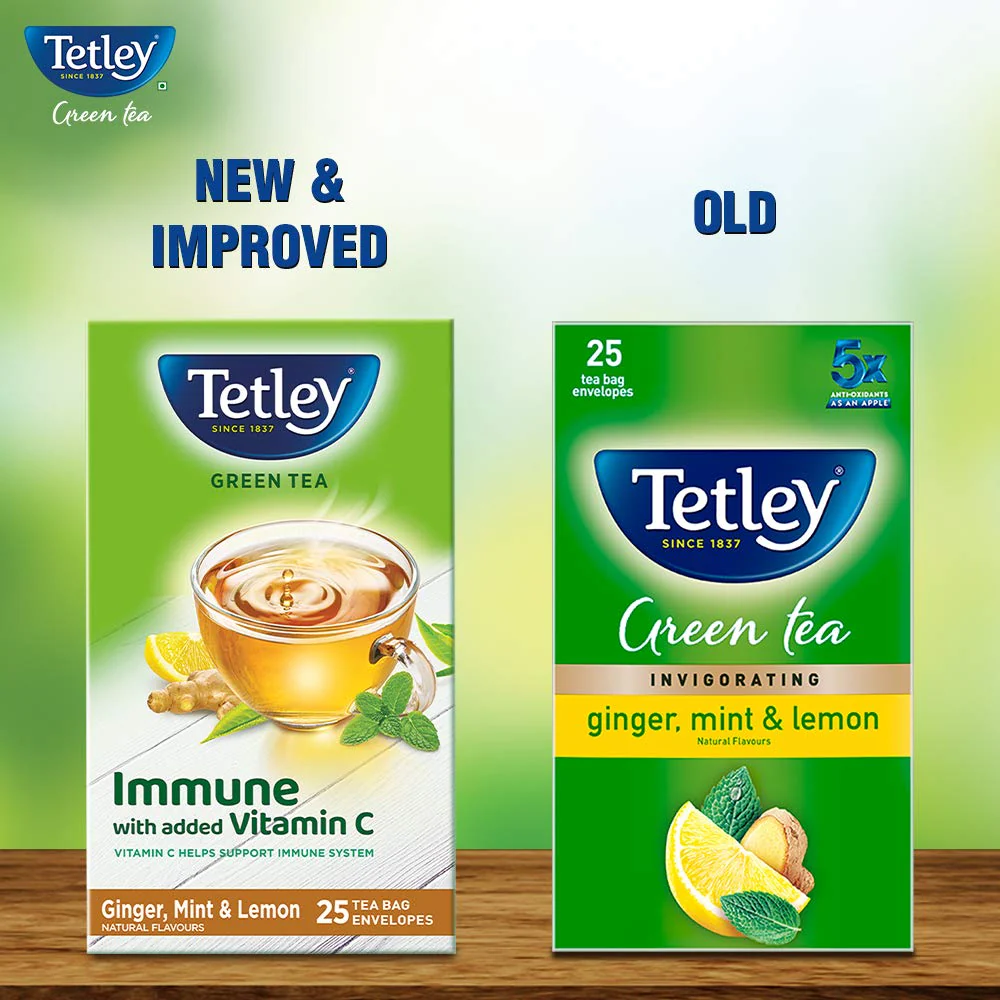 Tetley Ginger, Mint & Lemon Green Tea - 25 Tea Bags Envelopes | Immune With Added Vitamin C - Rich In Antioxidants, Low Caffeine - Image 2