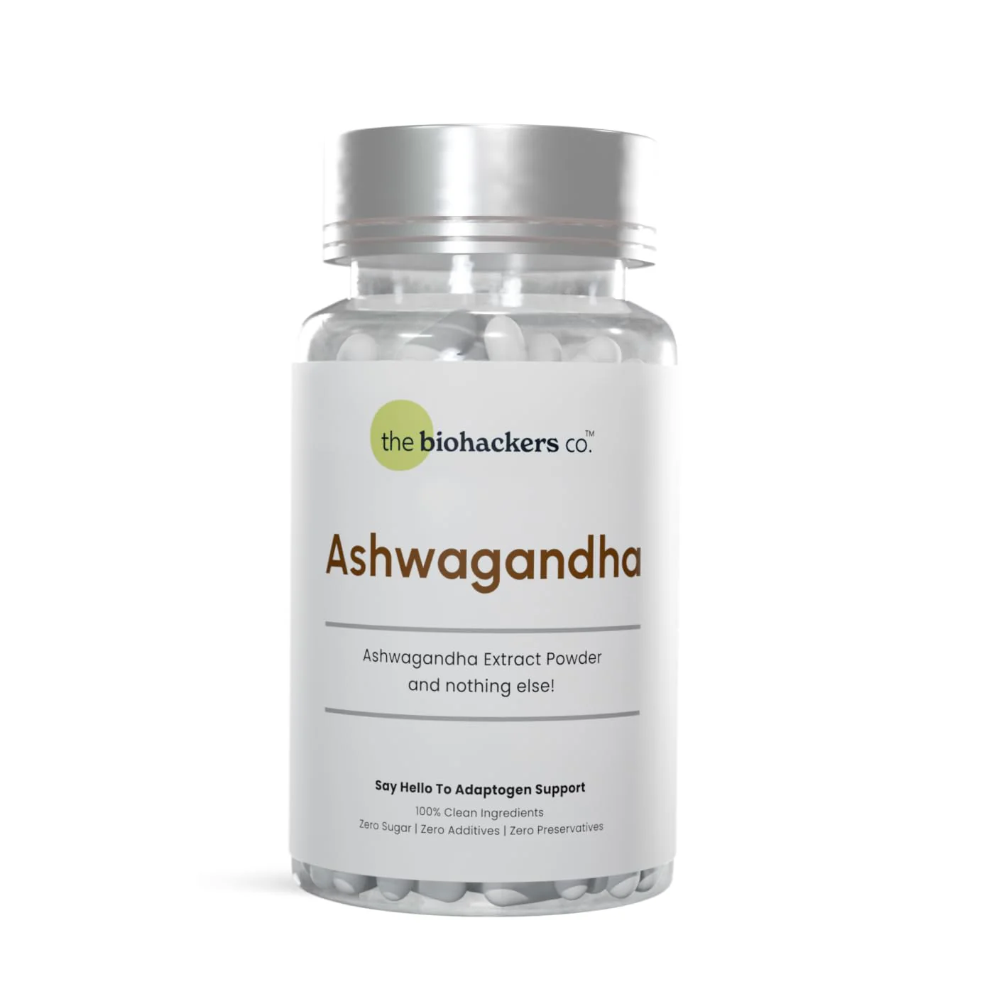 The Biohackers Co. Ashwagandha Highly Potent, 100% Clean Ashwagandha Extract Standardized To 5% Withanolides, Adaptogen, Dna Health, Muscle & Metabolic Health | 60 Capsules 100gm 0.2lbs