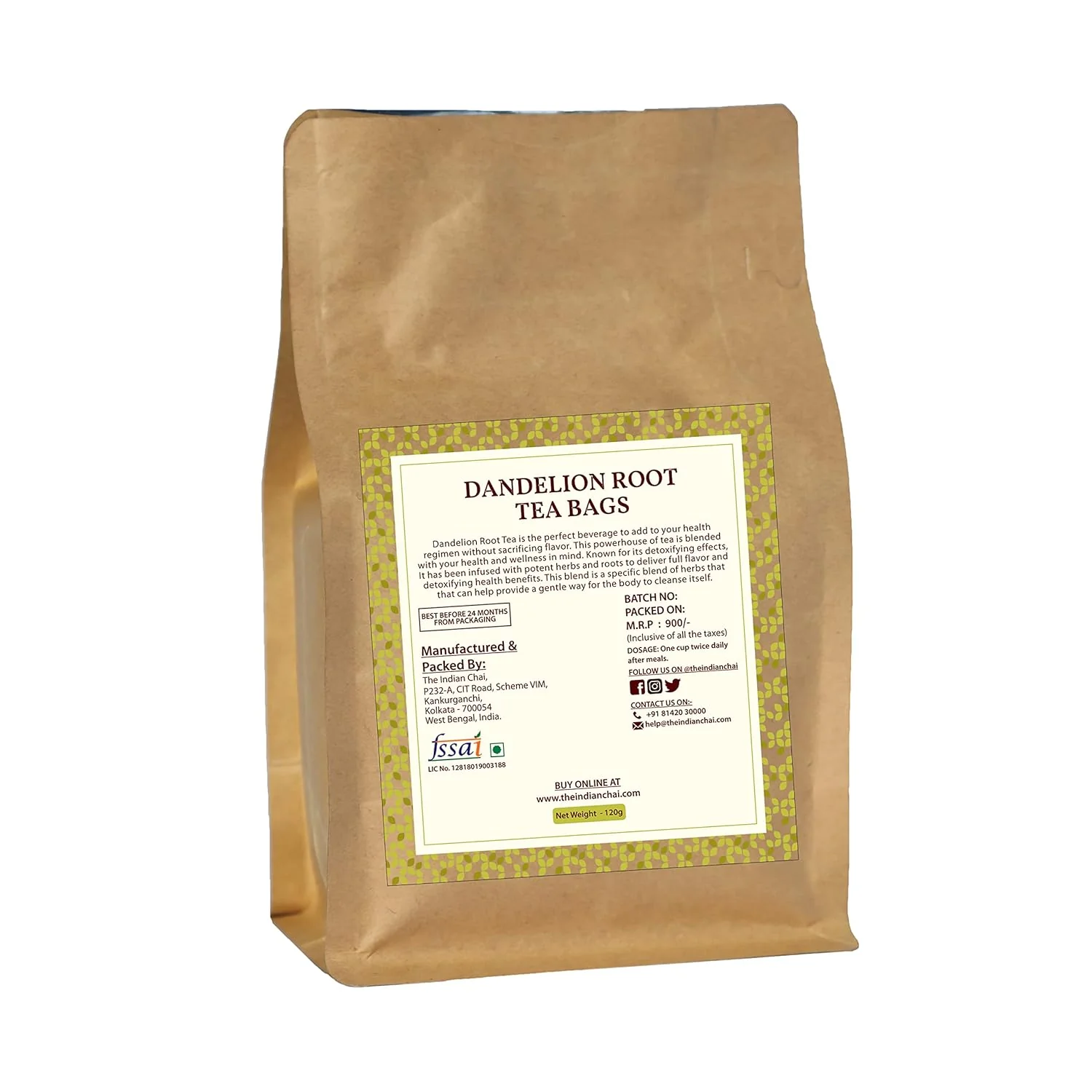 The Indian Chai Dandelion Root Tea - 60 Pyramid Tea Bags | Improves Kidney Function & Digestive Health - Caffeine Free, Gluten Free - Image 4