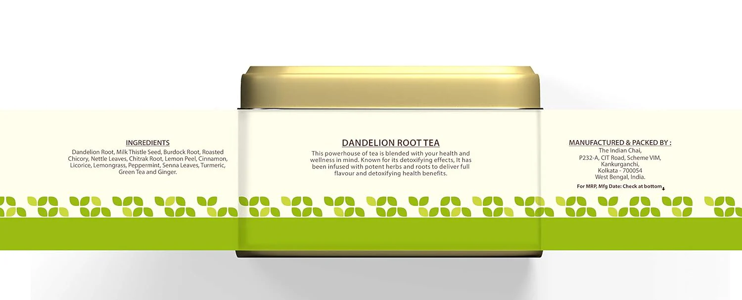 The Indian Chai Dandelion Root Tea For Detox - 50gm Tin, 1.7 Ounce | Improves Kidney Function & Digestive Health - Caffeine Free Super-Herb Loose Leaves - Image 4