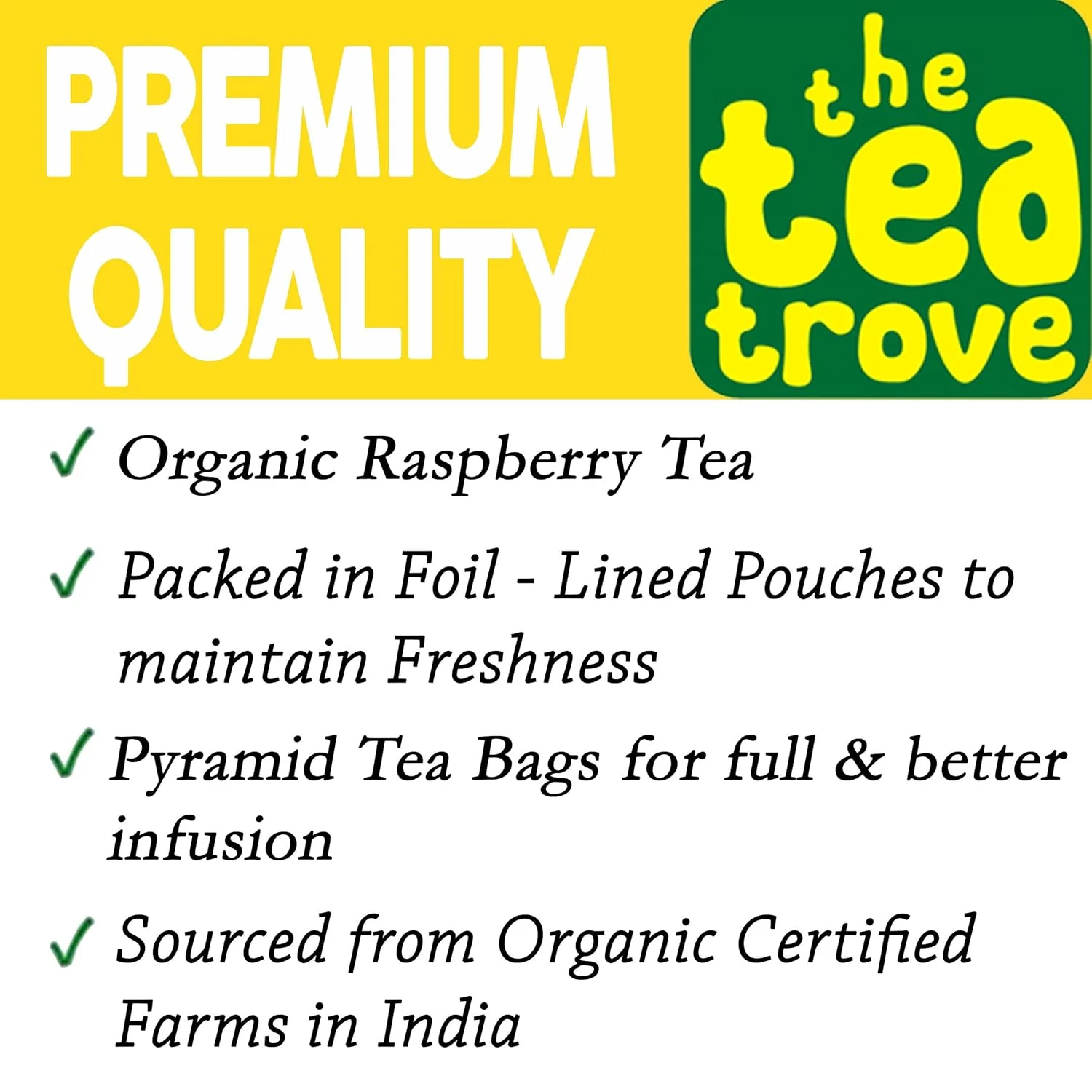 The Tea Trove Organic Raspberry Leaf Herbal Tea Bags In Resealable Pouch - 40 Pyramid Tea Bags | Caffeine Free Red Raspberry Tea To Support The Female System - Image 2
