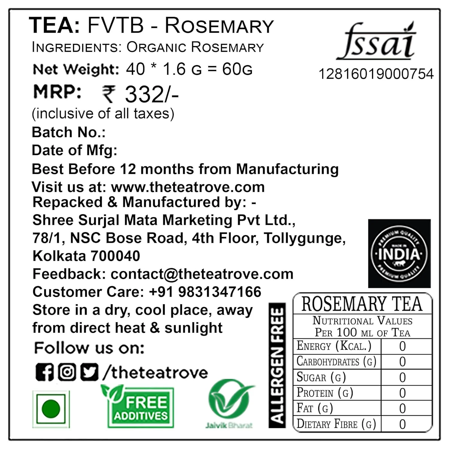 The Tea Trove Organic Rosemary Herbal Tea Bags In Resealable Pouch - 40 Unwrapped Tea Bags | Caffeine Free Tea Bags For Hair Growth, Respiratory Issues & Regulating Stress - Image 2