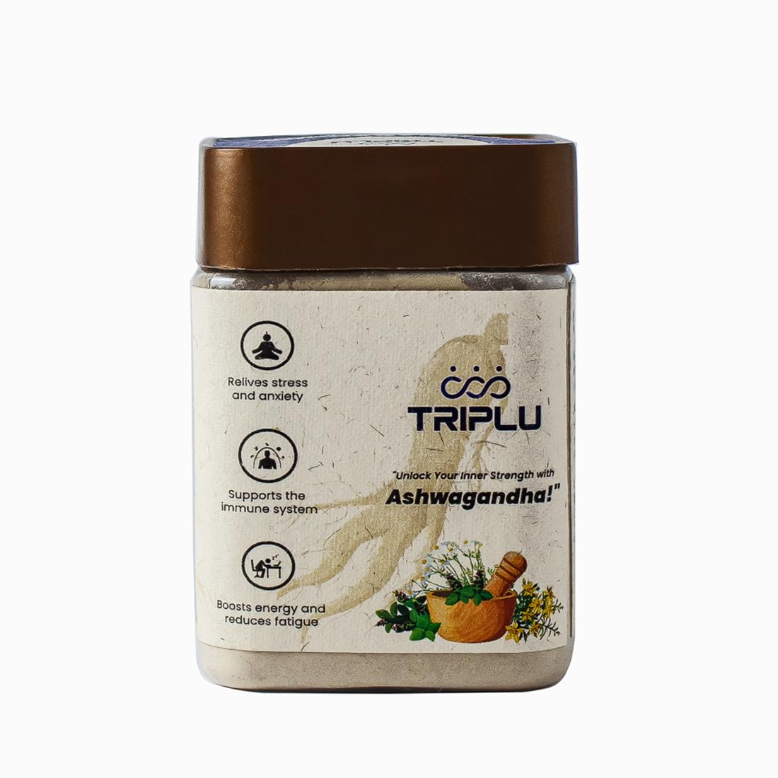 Triplu Ashwagandha Powder Elevate Your Well - Being Unleashing The Potential Of Ashwagandha For Immune System Support, Support Physical Strength | 100gm 0.2lbs