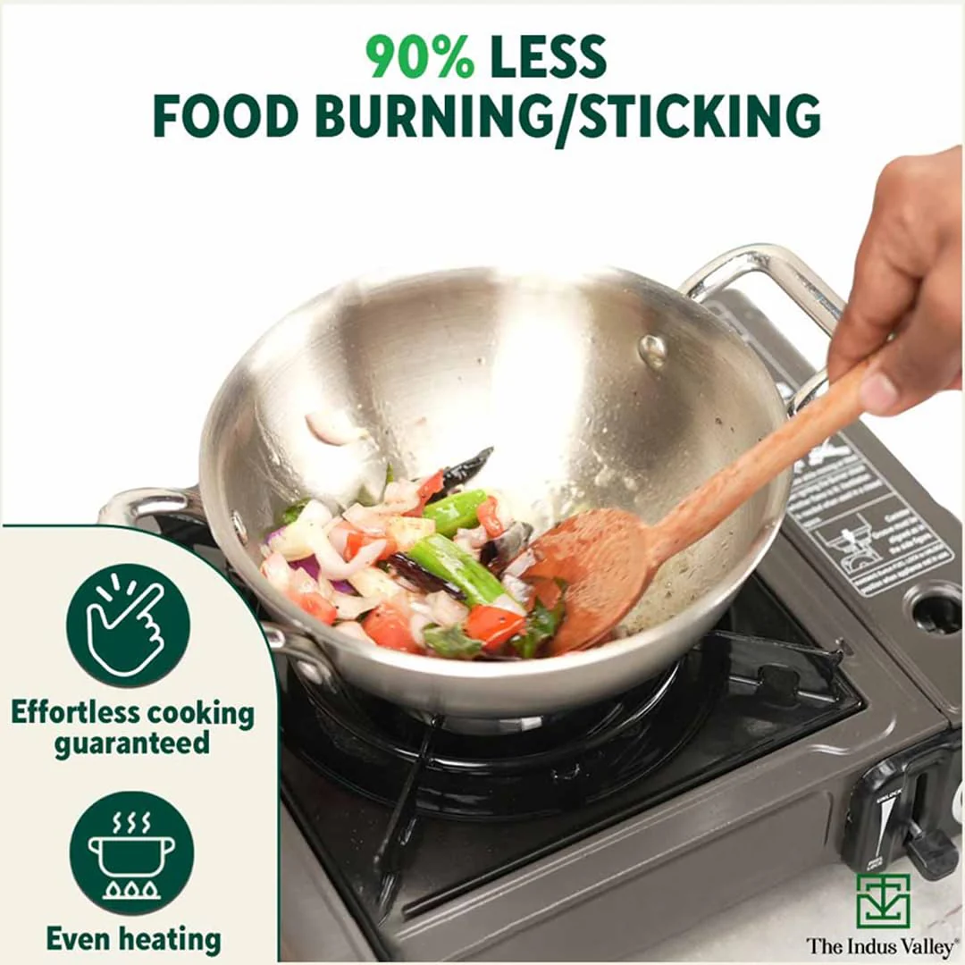 Triply Stainless Steel Kadai With Handle - Medium 23.4cm, 9.2 Inch, 2.7 Liters, 1.2 Kg | Induction Friendly, Nonstick 3-Layer Body, 100% Pure & Toxin-Free, No Chemical Coating - Image 6
