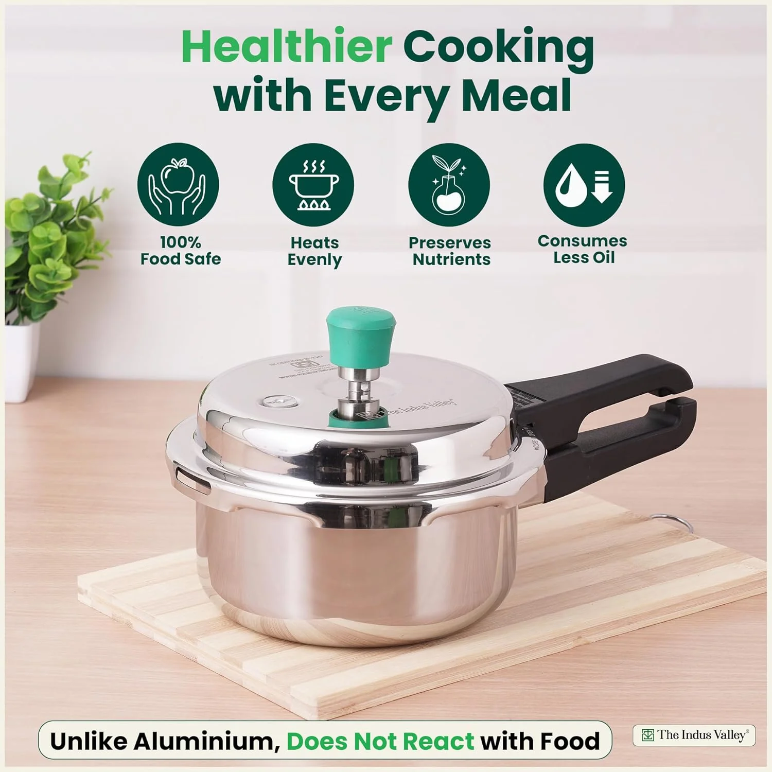 Triply Stainless Steel Pressure Cooker Outer Lid For 1-2 People | Very Small, 2 Liters, 1.5 Kg - Induction Friendly, Nonstick 3-Layer Construction, 5 Years Warranty - Image 5