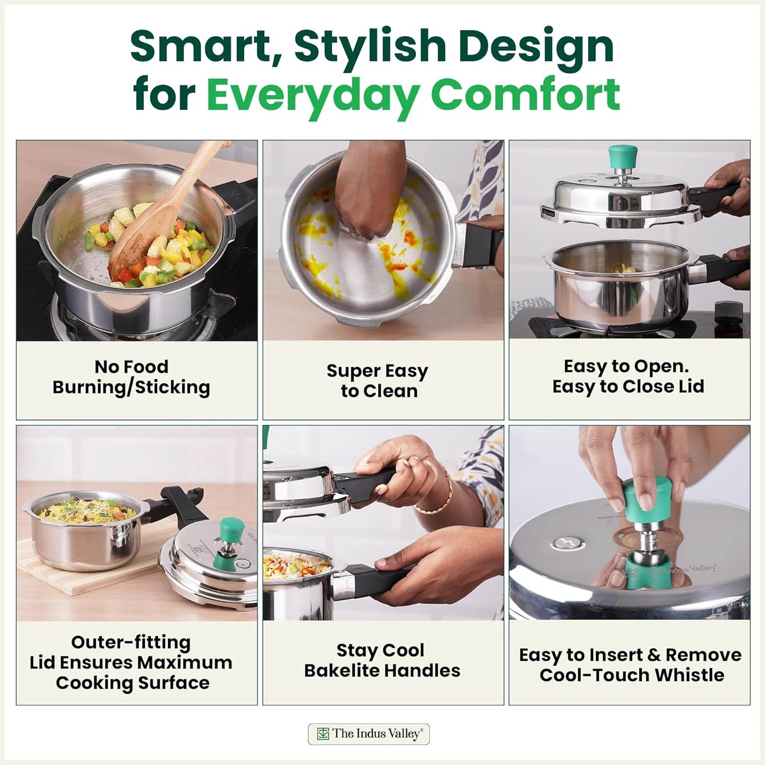 Triply Stainless Steel Pressure Cooker Outer Lid For 1-2 People | Very Small, 2 Liters, 1.5 Kg - Induction Friendly, Nonstick 3-Layer Construction, 5 Years Warranty - Image 7