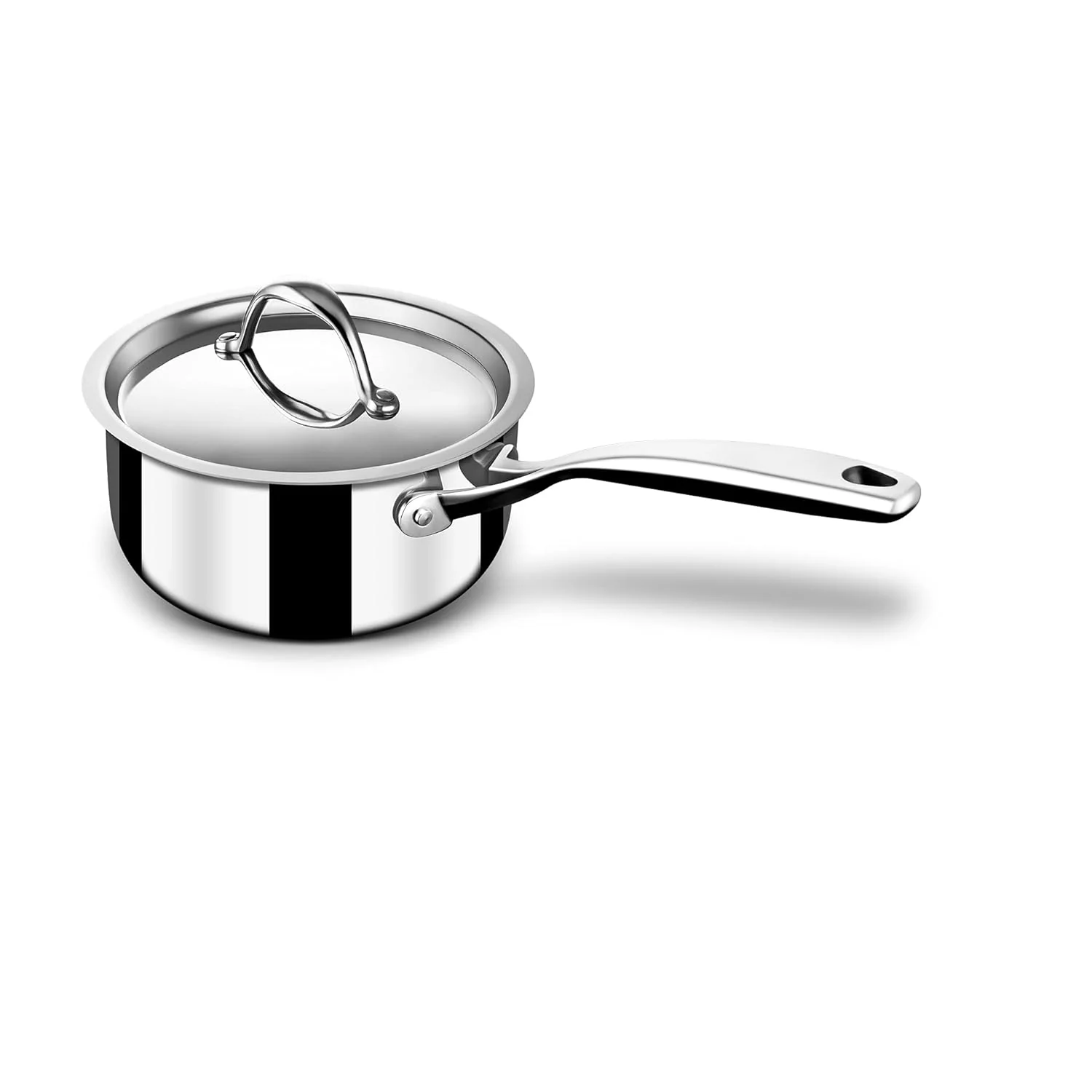 Triply Stainless Steel Tea Pan With Lid - 1.4 Liters, 16cm | Milk Pan With Lid - Gas & Induction Base Sauce Pan - Image 3