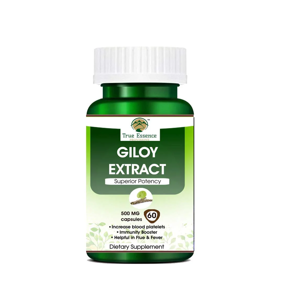 True Essence Heera Ayurvedic Research Foundation Giloy Extract 500mg Immunity | 60 Veg Capsules 100gm 0.2lbs