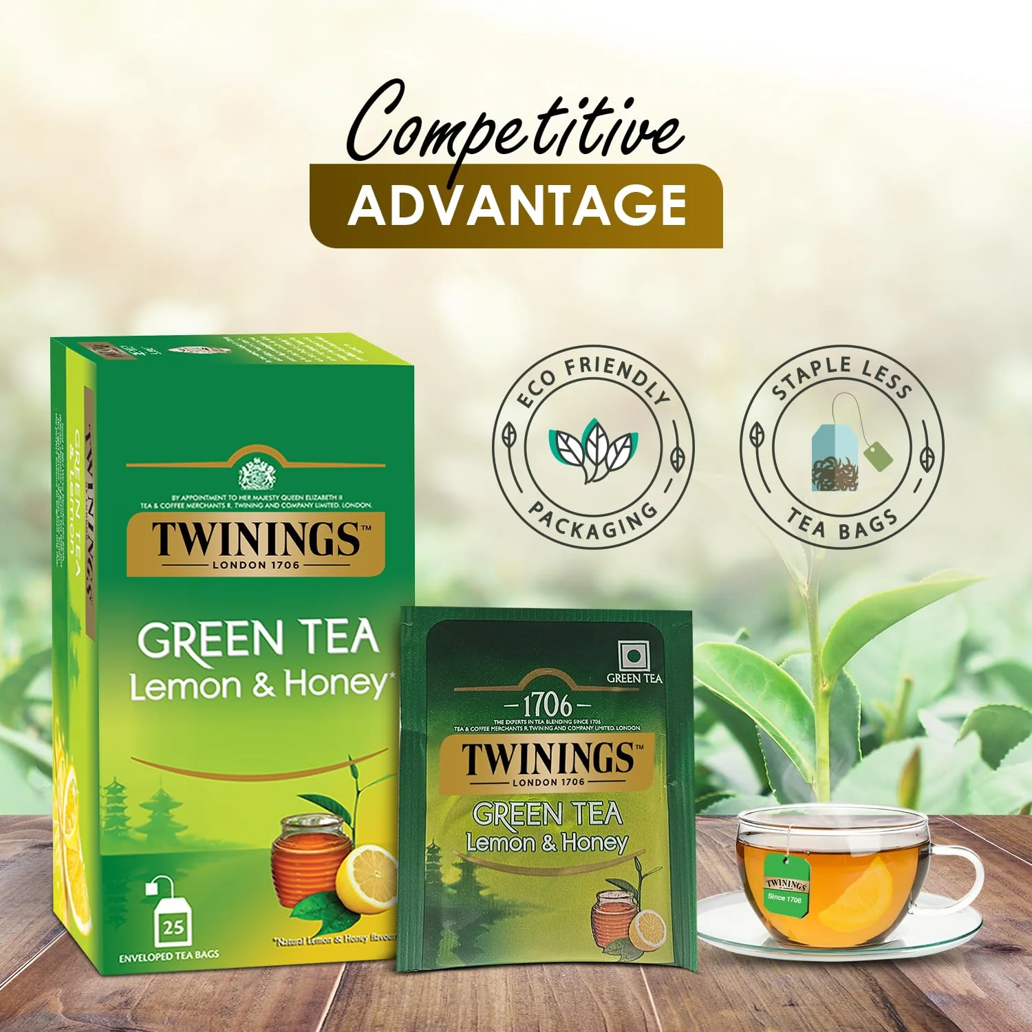 Twinings Lemon & Honey Green Tea - 50gm, 1.7 Ounce, 25 Enveloped Tea Bags | Good Source Of Hydration, Rich In Antioxidants - Caffeine Free Green Tea - Image 4