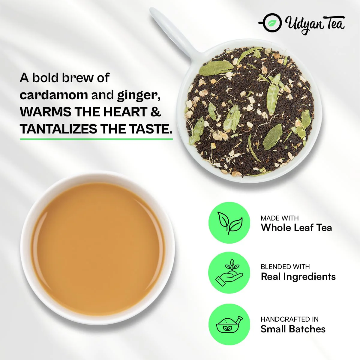 Udyan Tea Bombay Cutting Chai - 100gm, 3.5 Ounce | Strong Masala Tea With Ginger & Cardamom - Authentic & Refreshing Elaichi Adrak Chai | High Caffeine Tea Leaf - Image 3
