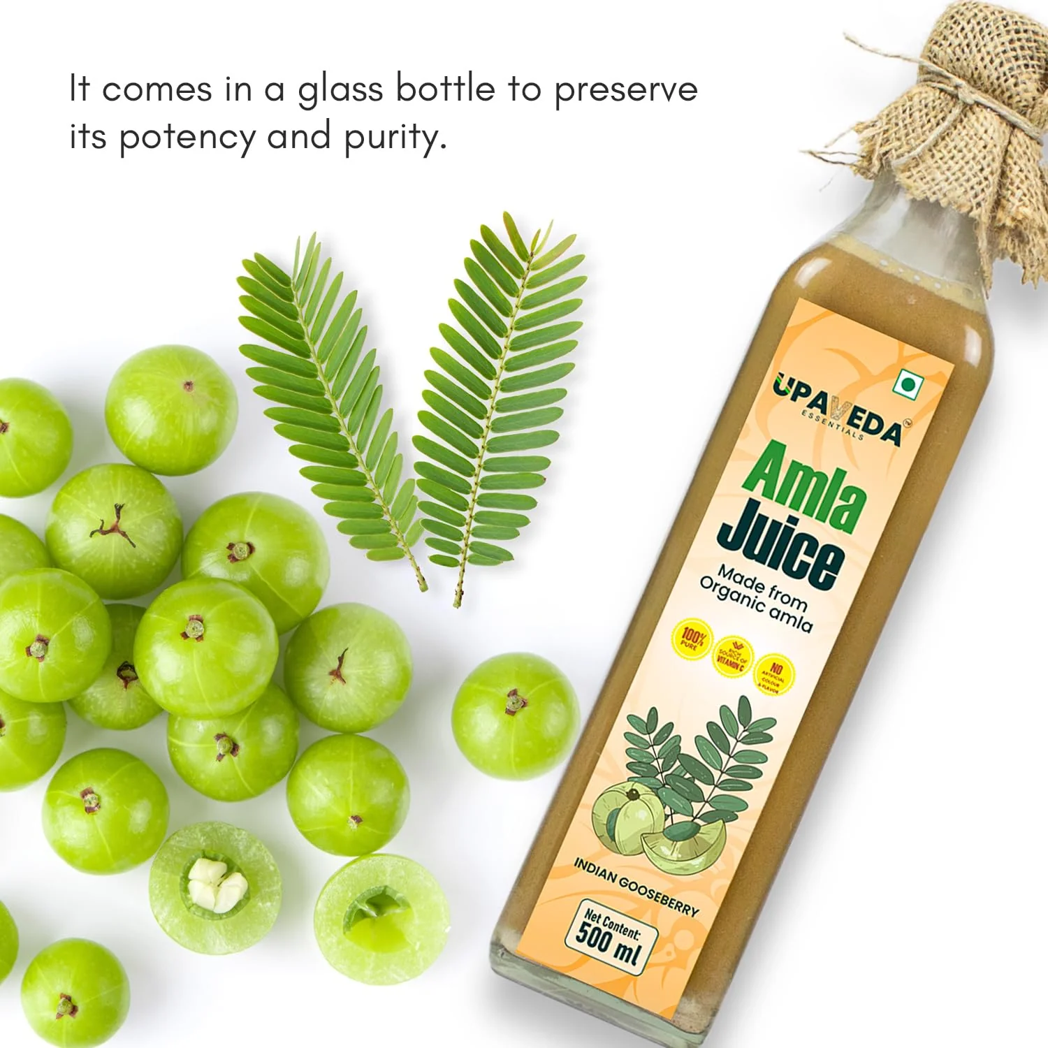 Upaveda Amla Juice Organic Amla Juice For Hair & Skin | Rich In Vitamin C Cold Pressed Indian Gooseberry Juice, Detox, Weight Loss & Immunity Boosting | 500gm 1.1lbs - Image 2