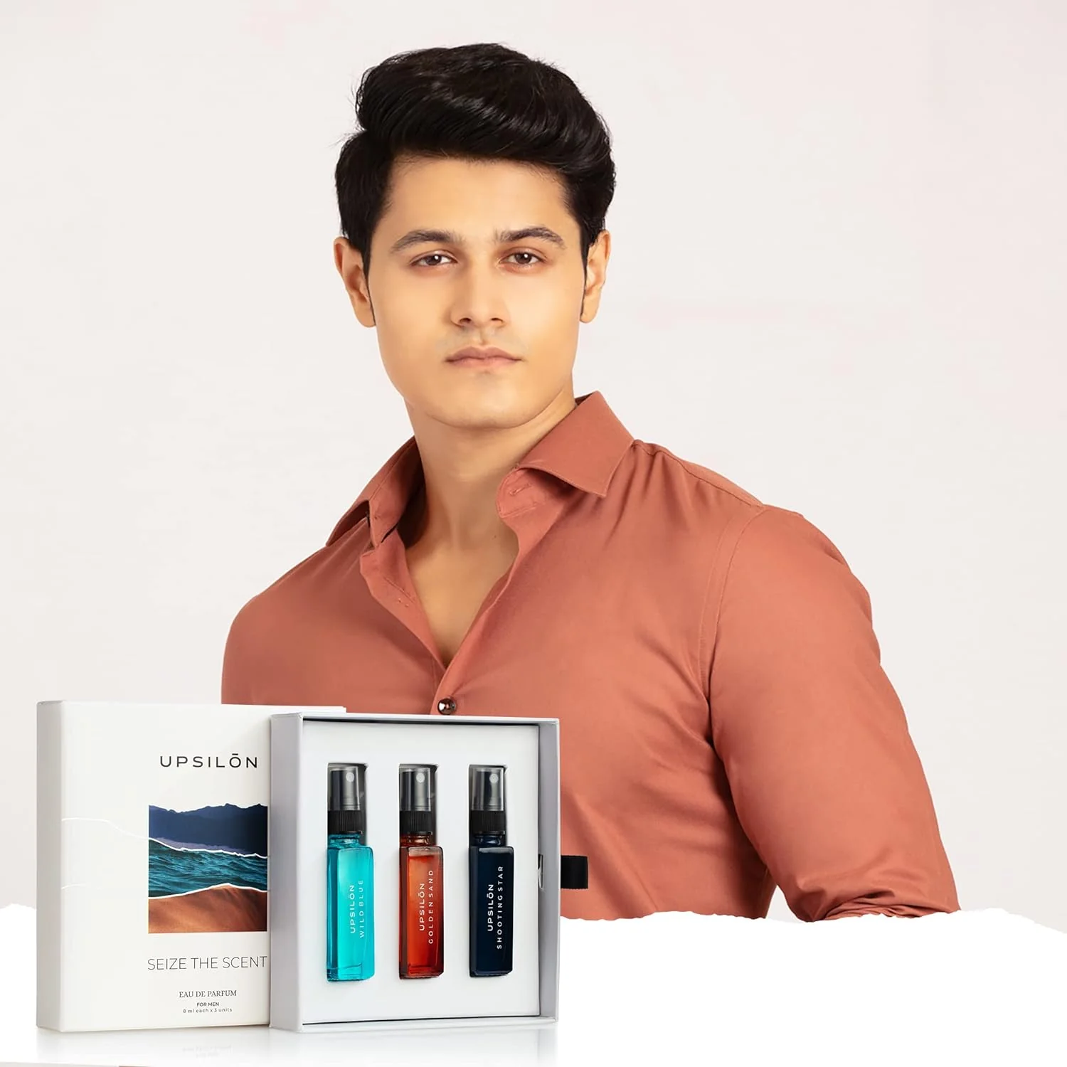 Upsilon Seize The Scent Eau De Parfum For Men 3x 0.27 Fl.oz. | Wild Blue + Golden Sand + Shooting Star | Combo Of Long-Lasting Pocket Perfumes - Image 4
