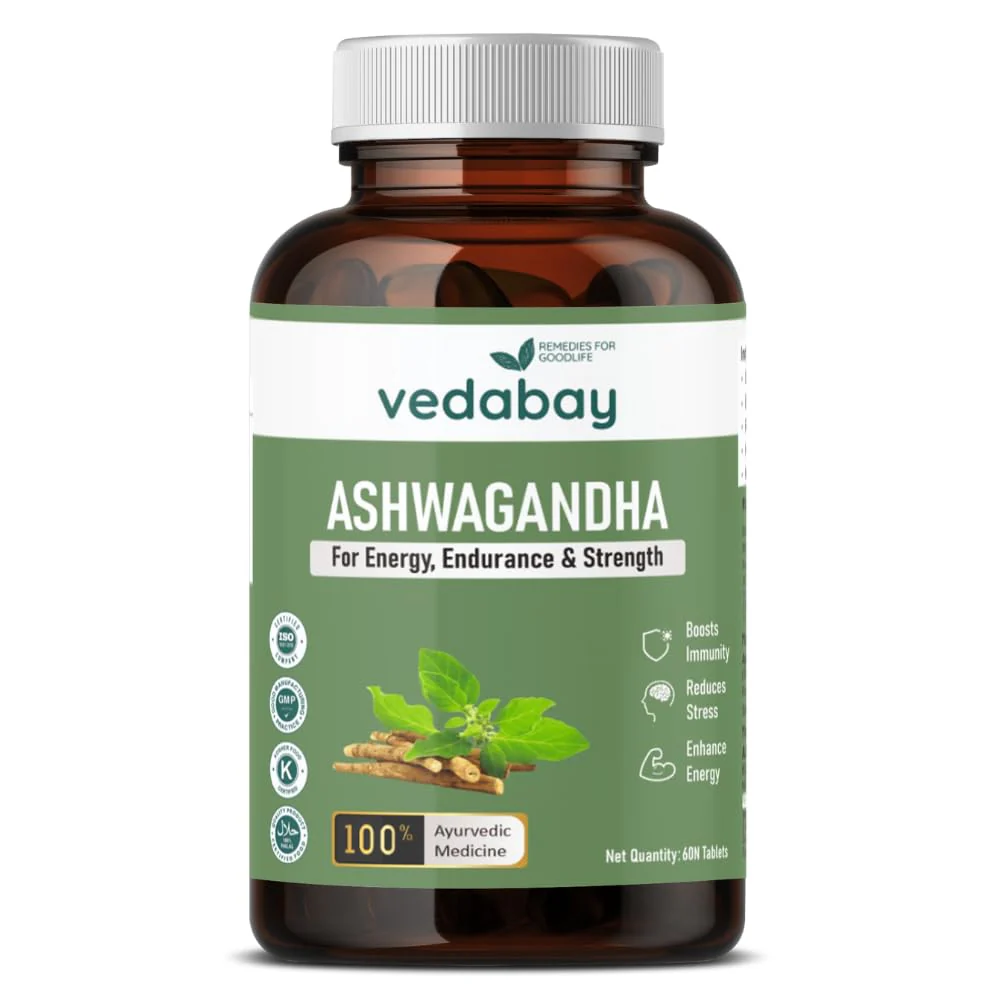 Vedabay Ashwagandha Tablets 600mg, Best For Extra Strength, Performance, Vitality, Anxiety & Stress Relief, 100% Natural | 60 Tablets 100gm 0.2lbs - Image 5