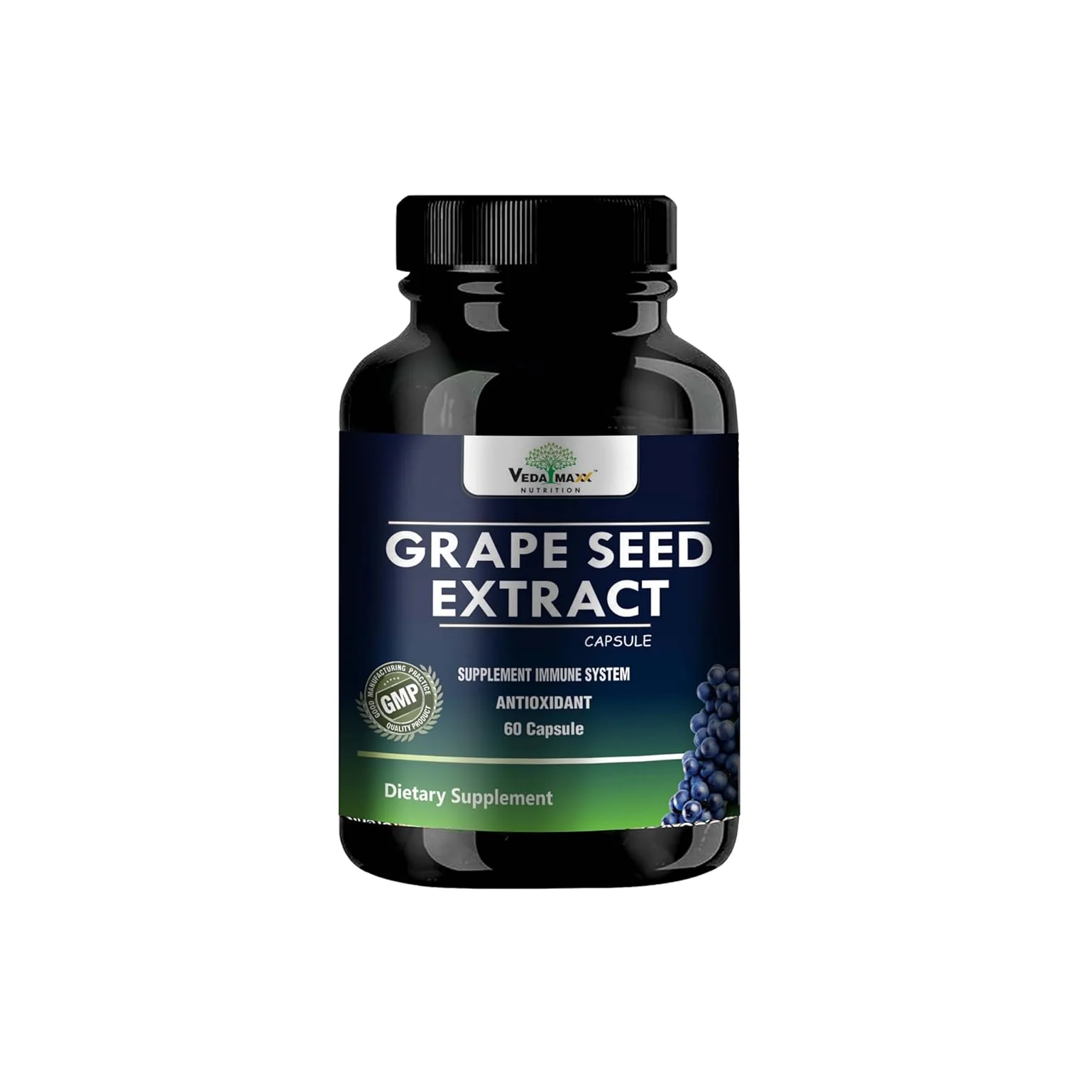 Vedamaxx Grape Seed Extract Capsules, Antioxidant, Immune System Supplement, Help Combat Free Radicals & Oxidative Stress In The Body | 60 Capsules 100gm 0.2lbs - Image 2