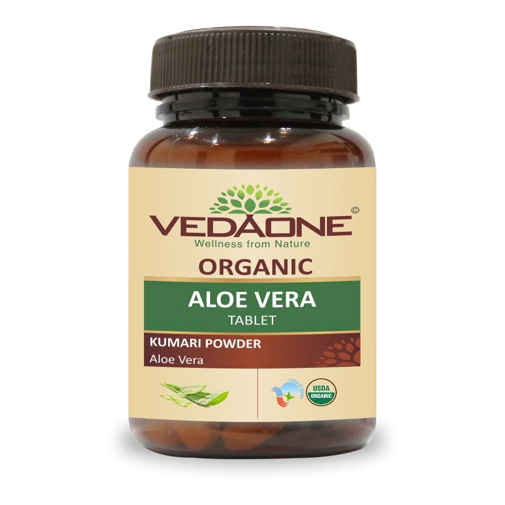 Vedaone Aloe Vera Tablets As Herbal Supplements, 100% Pure Organic Aloe Vera Extract 750mg | 60 Tablets, 100gm 0.2lbs - Image 2