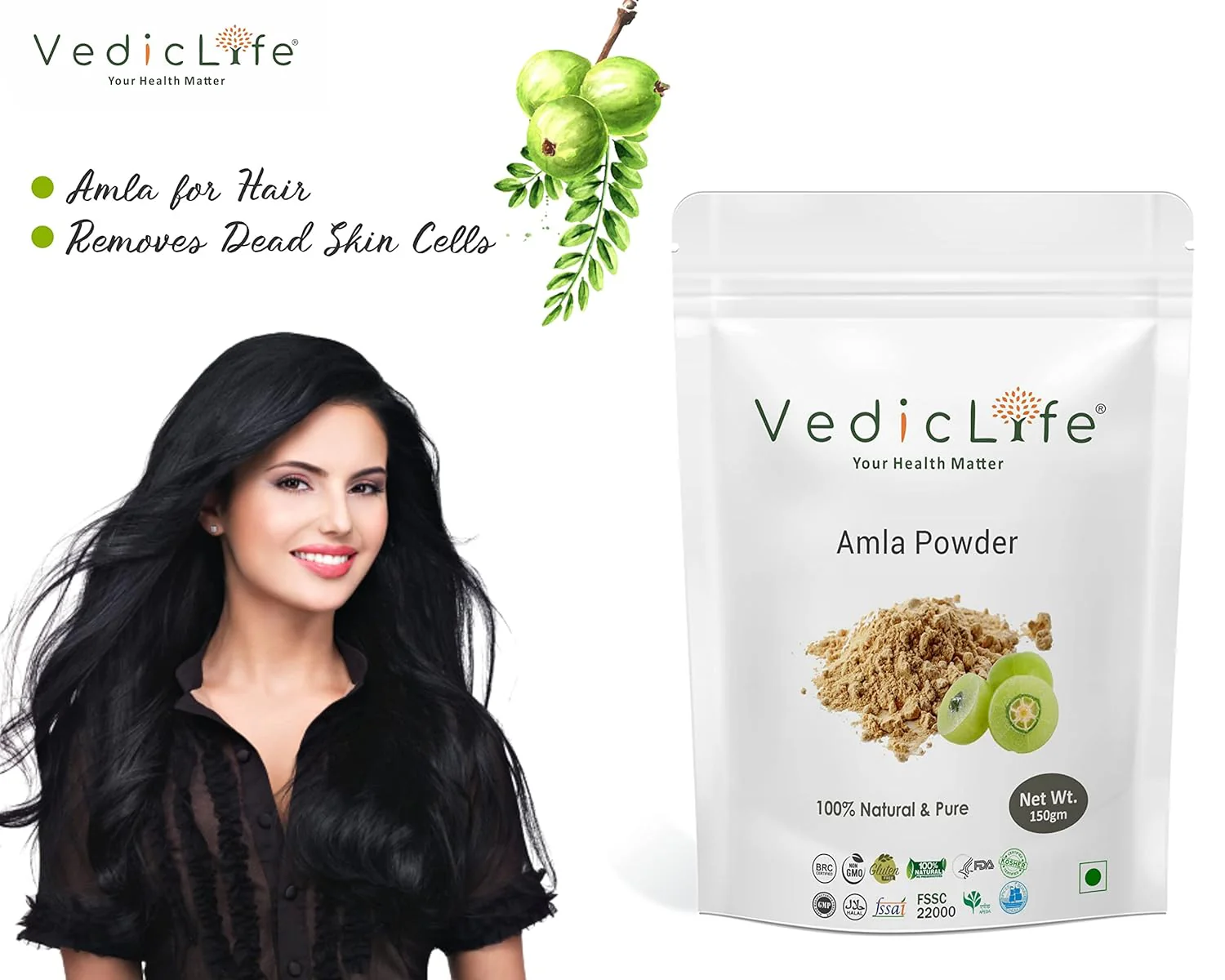Vediclife Amla Powder Herbal Supplement For Wellness, Skin & Hair, Boosts Immunity And Overall Health | 250gm 0.5lbs - Image 2