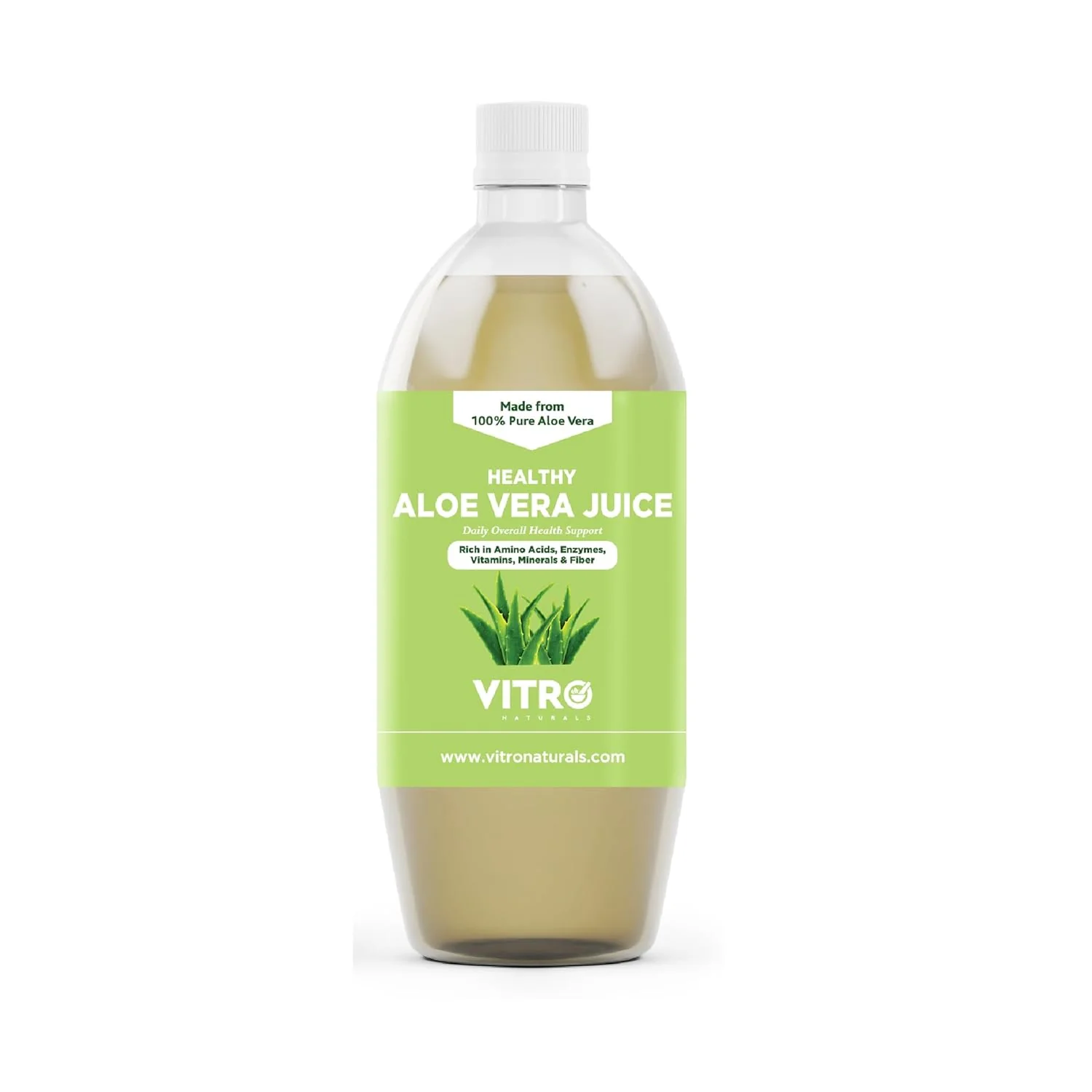 Vitro Healthy Aloe Vera Juice Improve Skin & Hair Health, Natural Detoxifier Made For 100% Aloe Vera | 1 L 2.2lbs