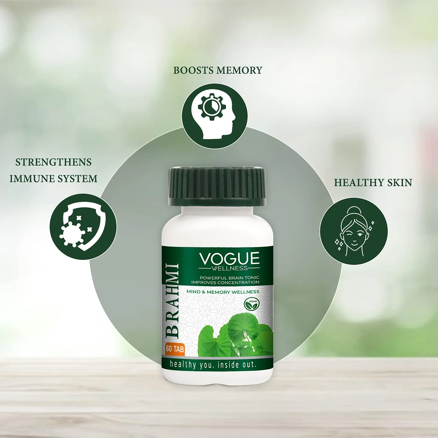 Vogue Wellness Brahmi Mind & Memory Wellness, Brahmi ( Whole Plant Extract) | 60 Tablets 100gm 0.2lbs Each Pack Of 3 - Image 3