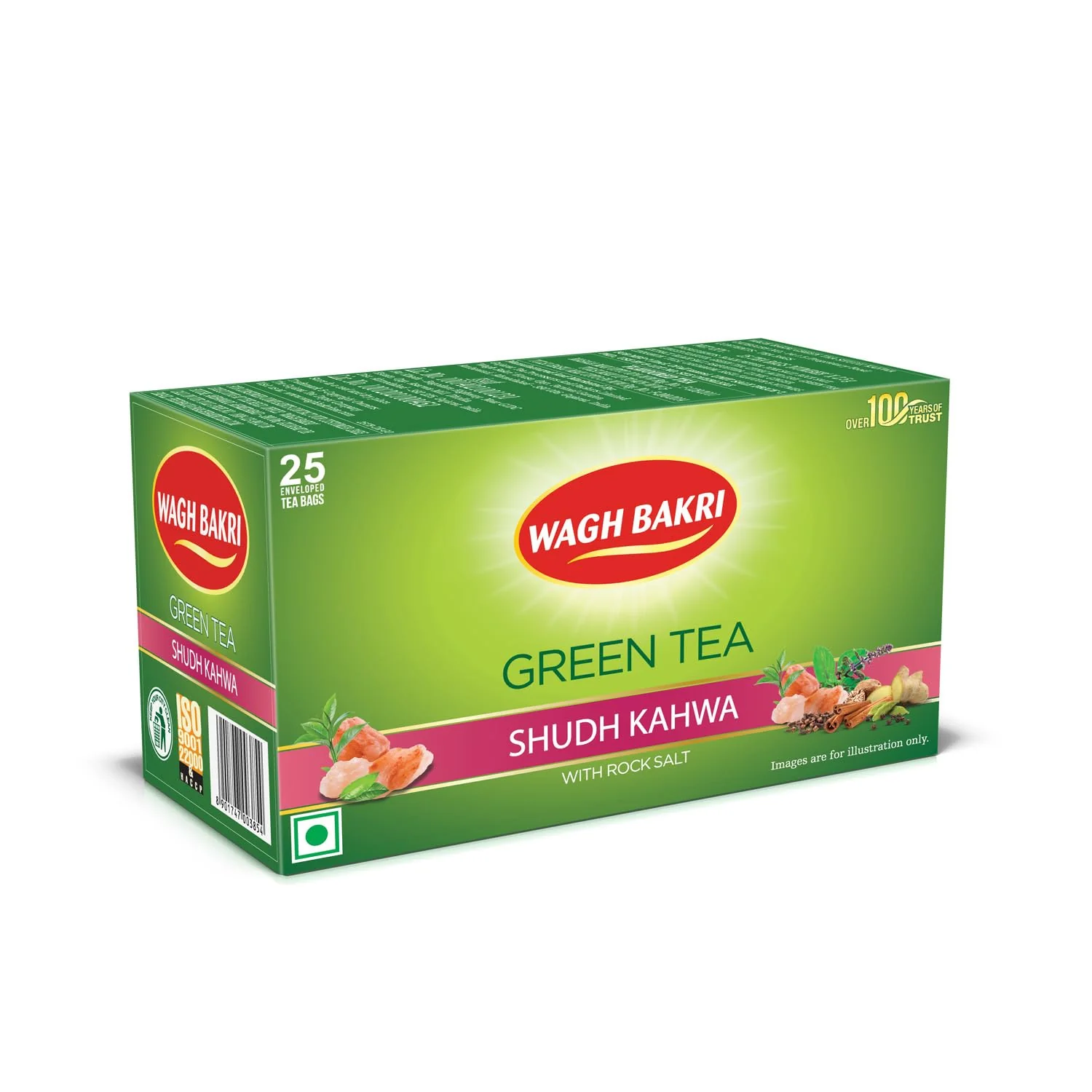 Wagh Bakri Shudh Kahwa Green Tea With Rock Salt - Pack Of 2 X 25 Enveloped Tea Bags | Naturally Rich In Antioxidants - Caffeine Free - Image 2