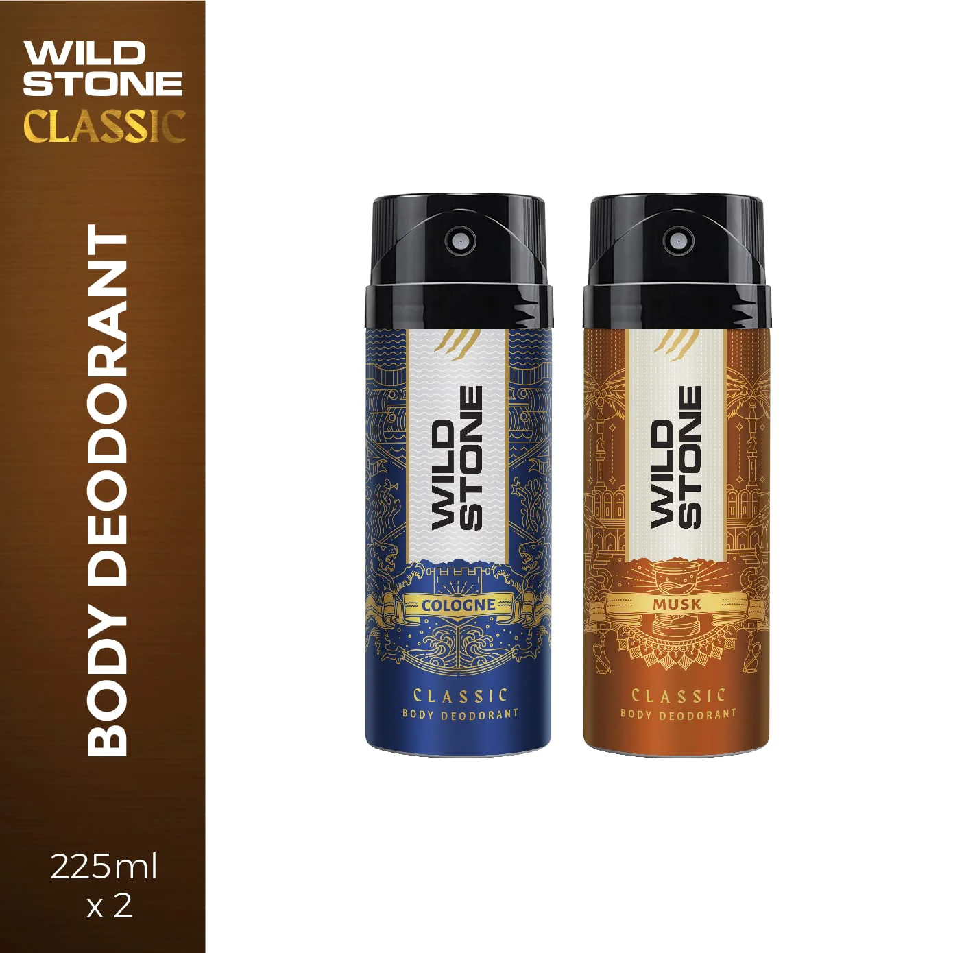 Wild Stone Classic Cologne & Musk Deodorants Body Spray 450ml 15.2 Fl.oz. | Perfect Gift For Husband
