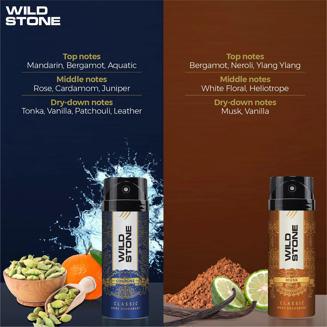 Wild Stone Classic Cologne & Musk Deodorants Body Spray 450ml 15.2 Fl.oz. | Perfect Gift For Husband - Image 3