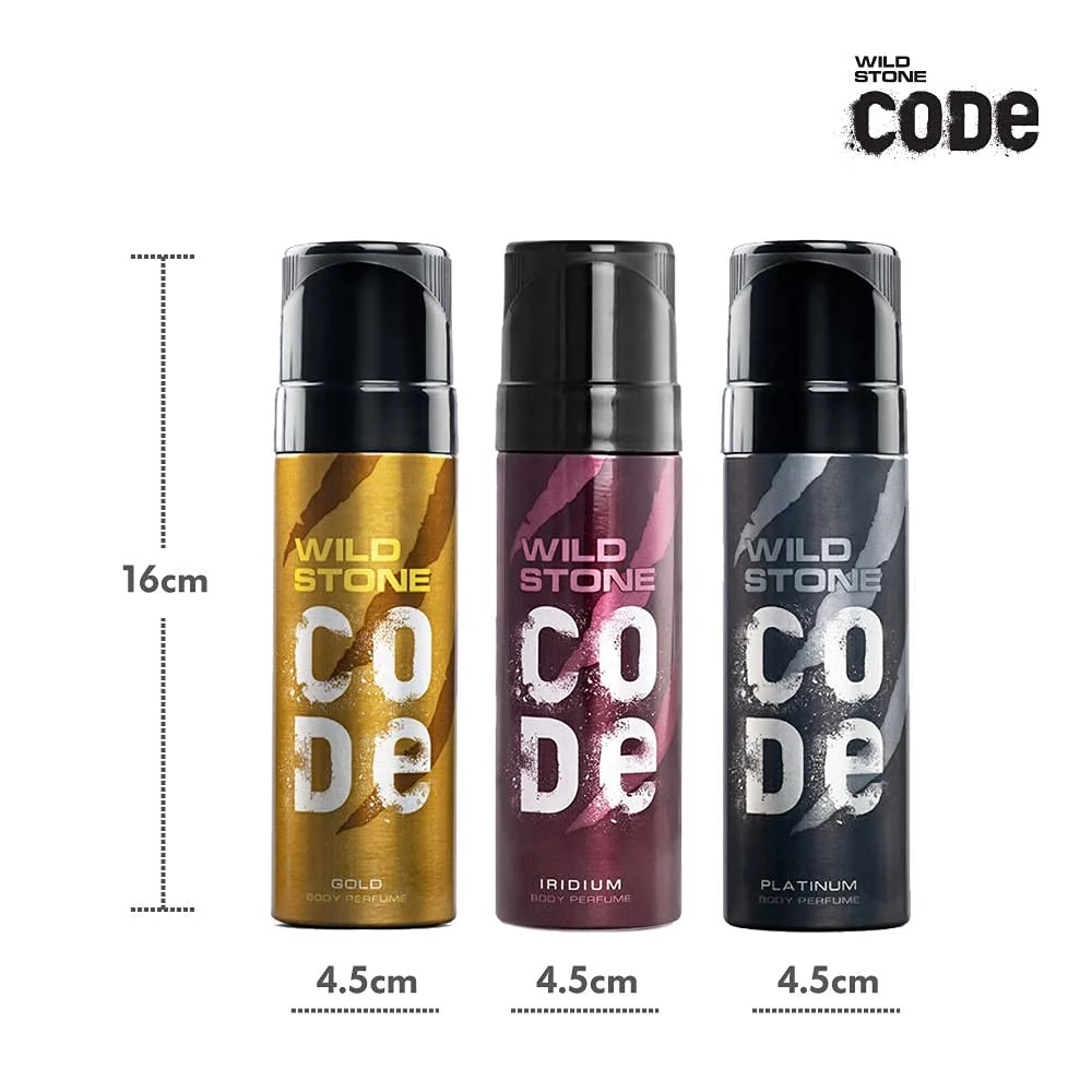Wild Stone Code Gold, Iridium & Platinum No Gas Body Men Perfume 360ml 12.1 Fl.oz. Pack Of 3 | Best For Use Partywear - Image 3