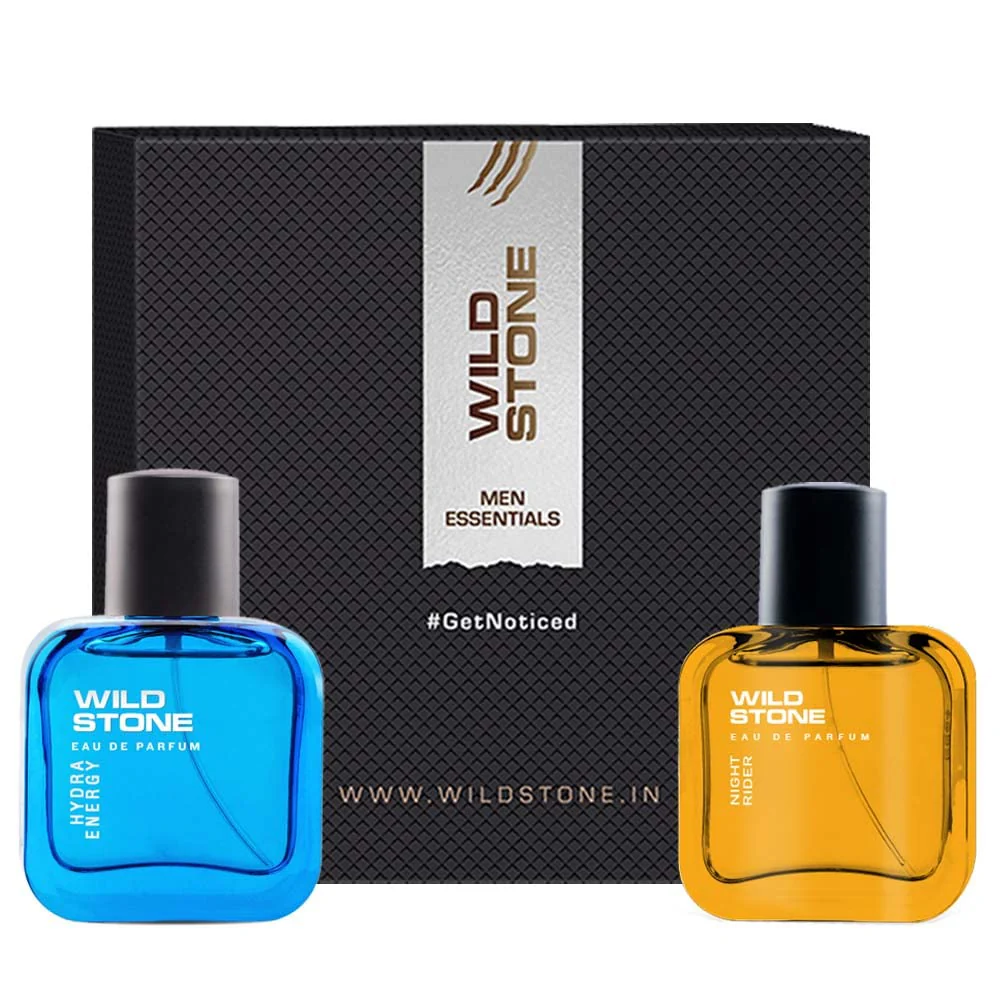 Wild Stone Hydra Energy & Night Rider Mens Perfume 60ml 2.0 Fl.oz. Pack Of 2 | Long Lasting Perfume Gift Hamper